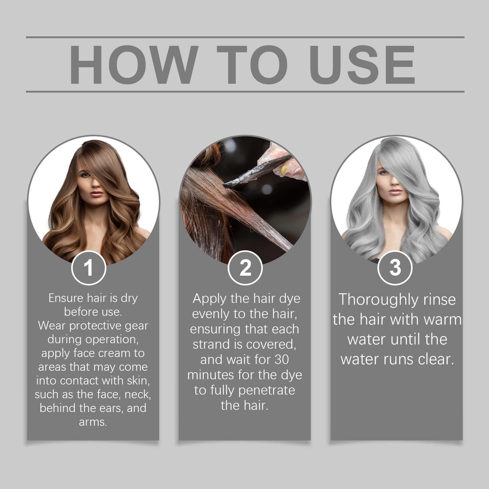 Gray Silver Hair Dye, 2-in-1 Hair Dying and Nourishing with Natural Essence Extract, Conditioning Hair Coloring Essence for Women & Men, 3.53 Fl Oz