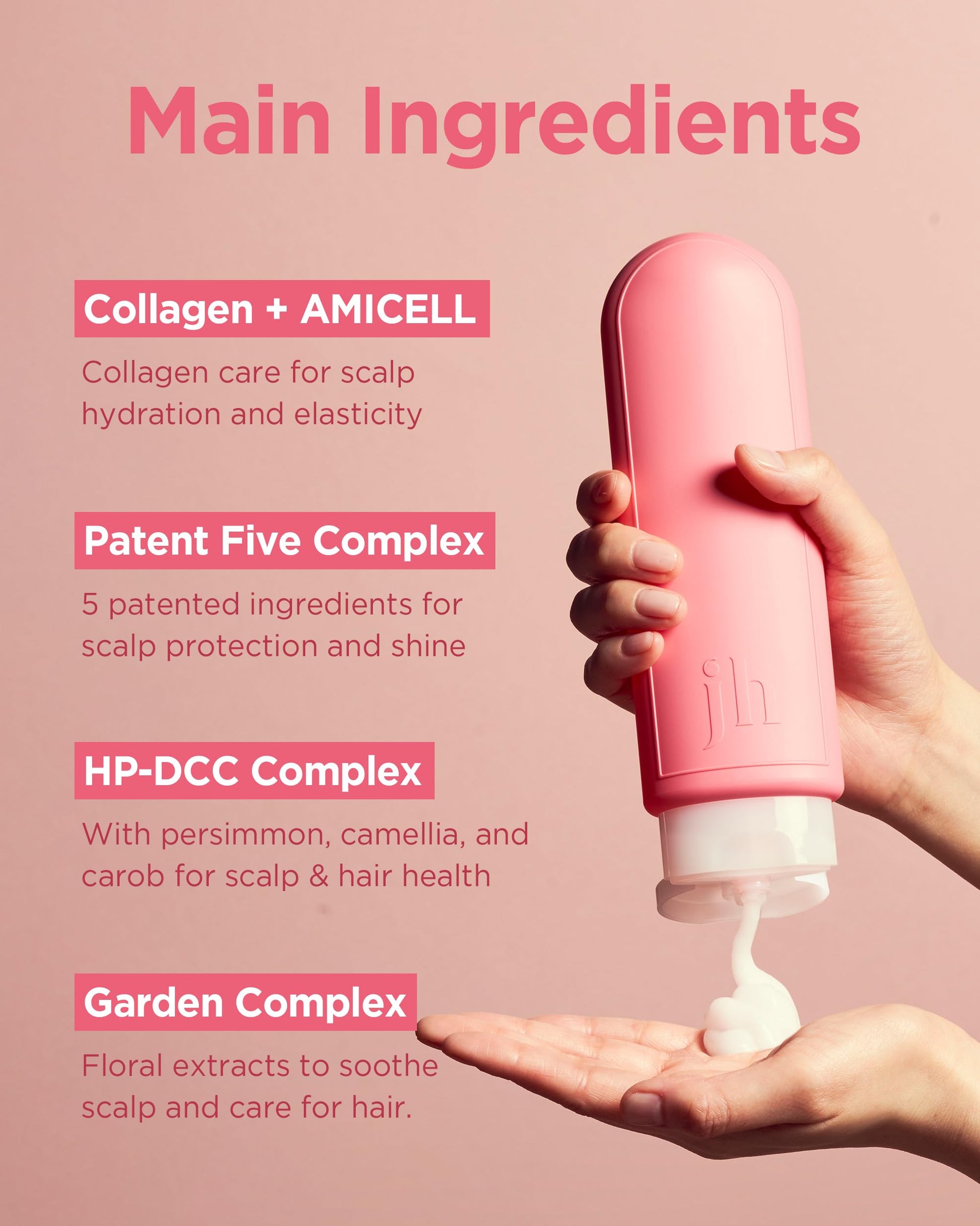 Light Pink JENNYHOUSE Salon Therapy Damage Care Treatment - Korean Beauty Conditioning Nourishing Hair Mask with Hydrolyzed Collage and Biotin - Floral Scent - for Dry Frizzy Damged Hair - 8.11 fl.oz