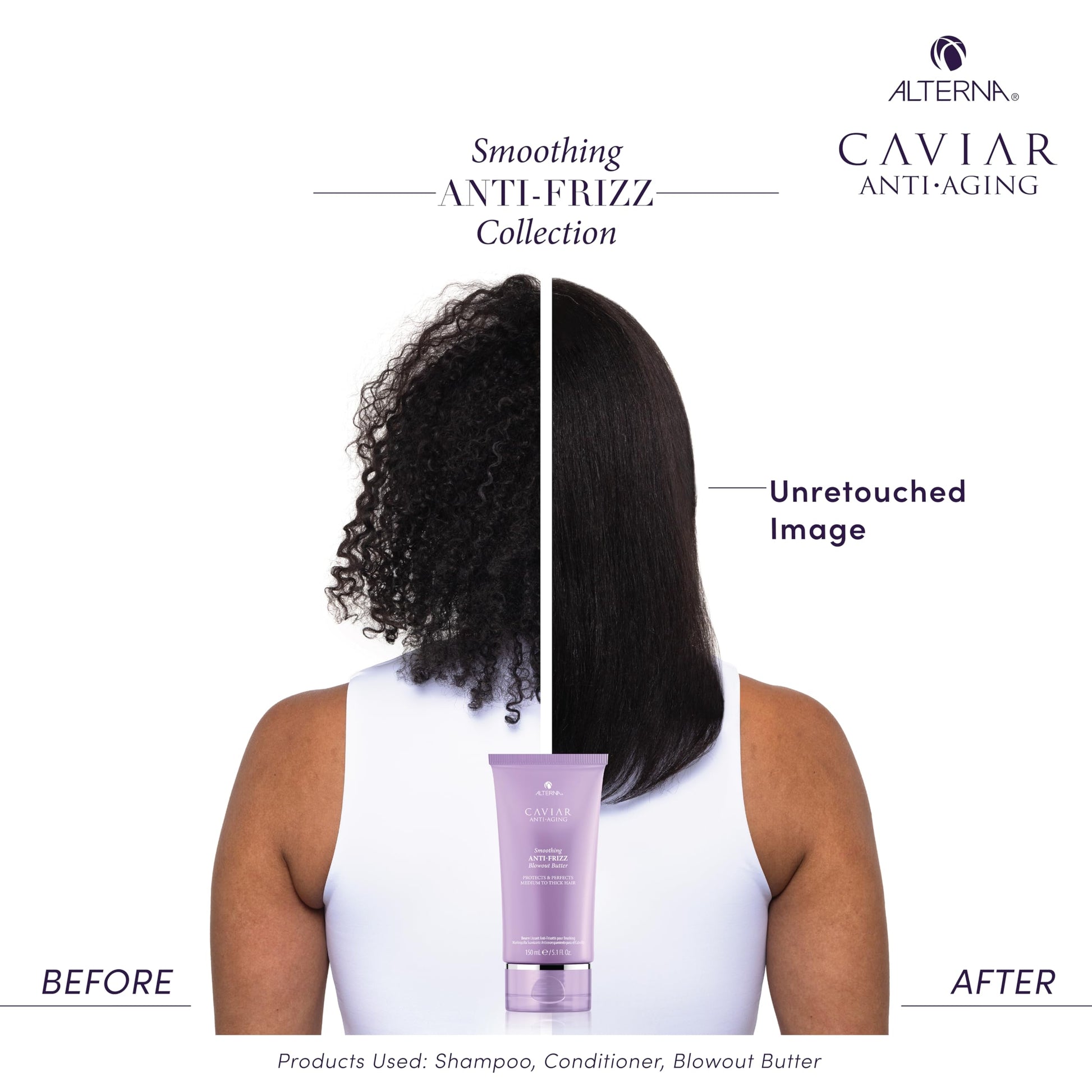 White Smoke Alterna Caviar Anti-Aging Smoothing Anti-Frizz Blowout Butter, | Protects Hair from Heat Styling and Humidity | Sulfate Free , 5.07 Fl Oz (Pack of 1)