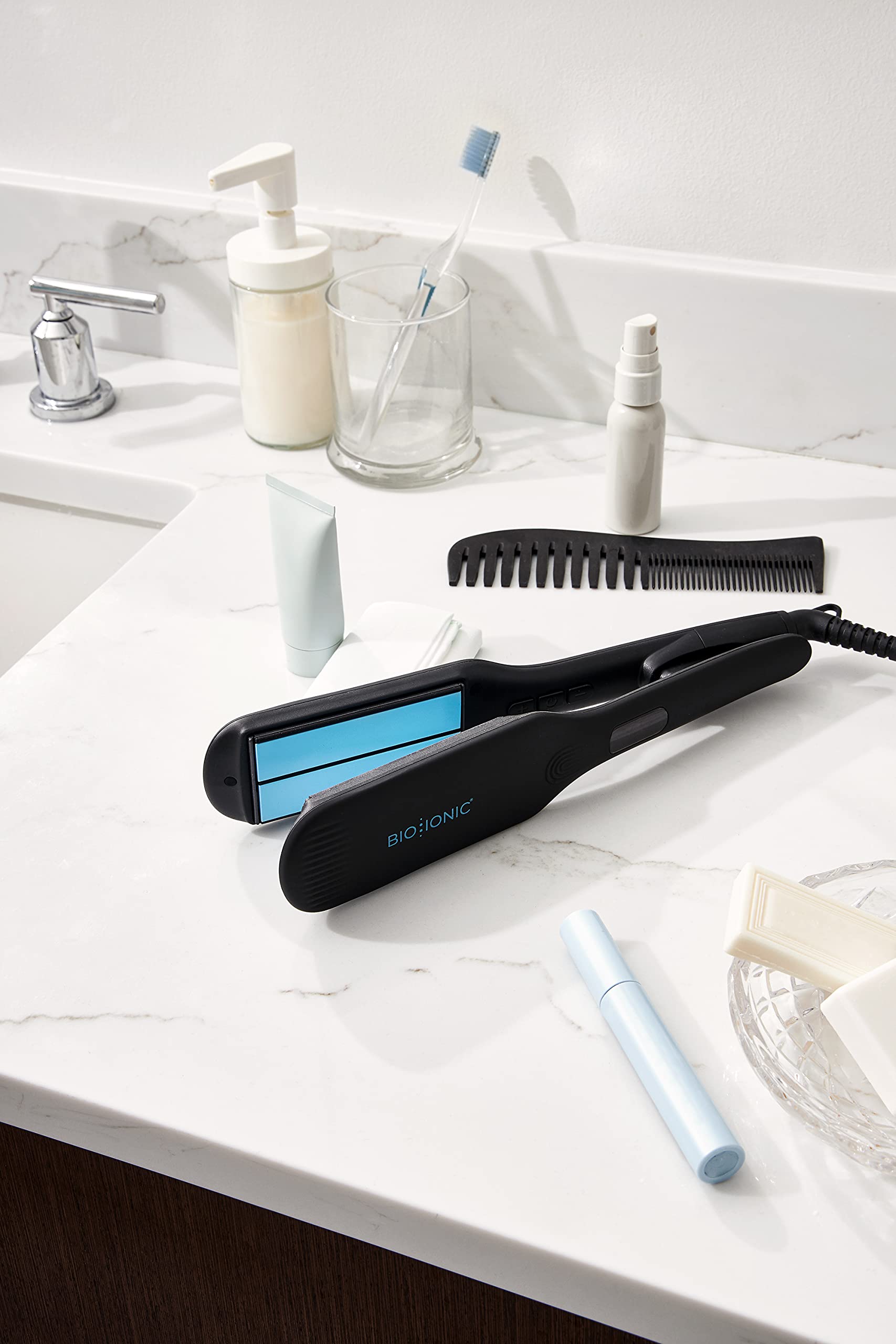 Lavender Bio Ionic OnePass Styling Flat Iron, 1.5 inch, Black