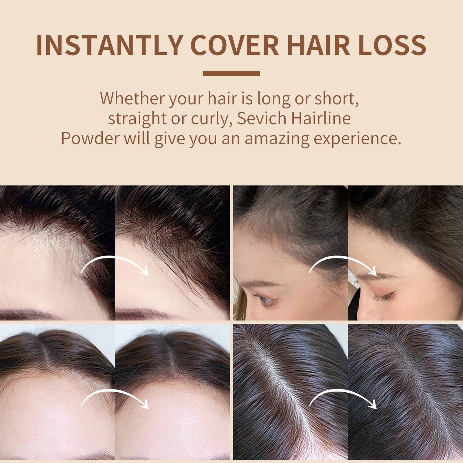 Light Gray Sevich Hairline Powder,Instantly Conceals Hair Loss, Root Touch up Powder, Hair Shadow Toppers for Women & Men, Touch Up for Thinning Gray Hair, Windproof & Sweatproof,Dark brown
