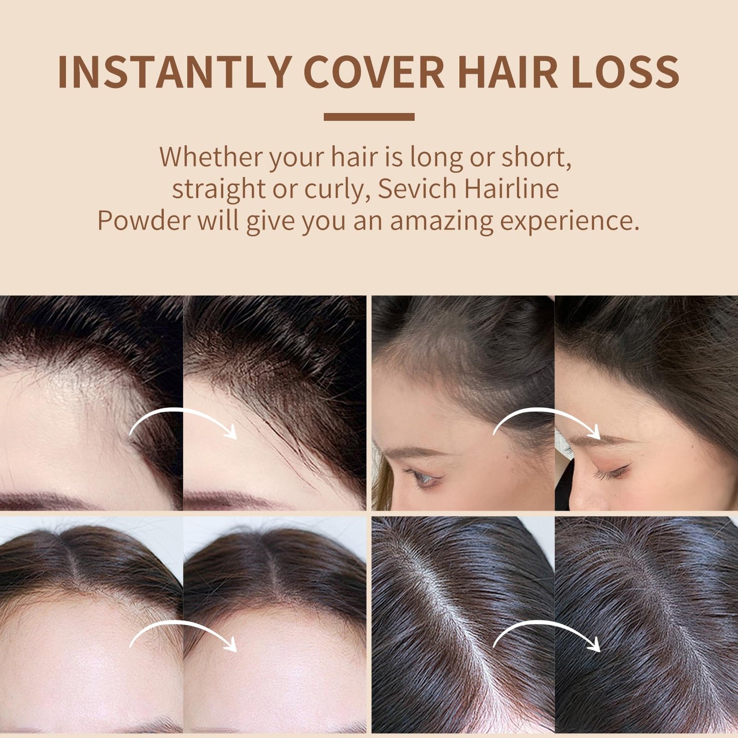 Light Gray Sevich Hairline Powder,Instantly Conceals Hair Loss, Root Touch up Powder, Hair Shadow Toppers for Women & Men, Touch Up for Thinning Gray Hair, Windproof & Sweatproof,Black