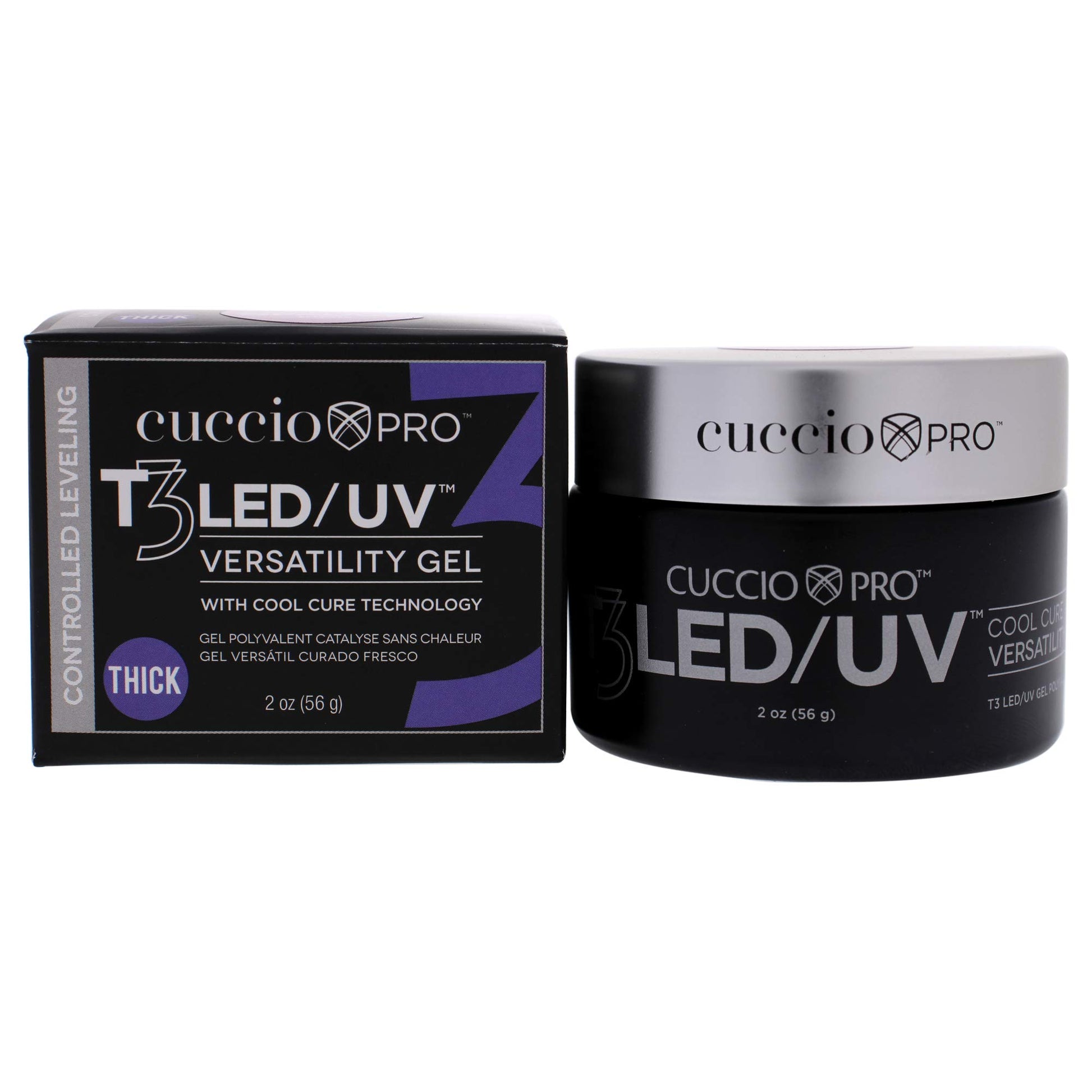 Black Cuccio Pro T3 LED/UV Cool Cure Versatility Gel - Controlled Levelling - Incredibly Flexible - Strong Adhesion - Thick Viscosity - Fast Application - Quick Cure - Opaque Petal Pink - 2 Oz Nail Gel
