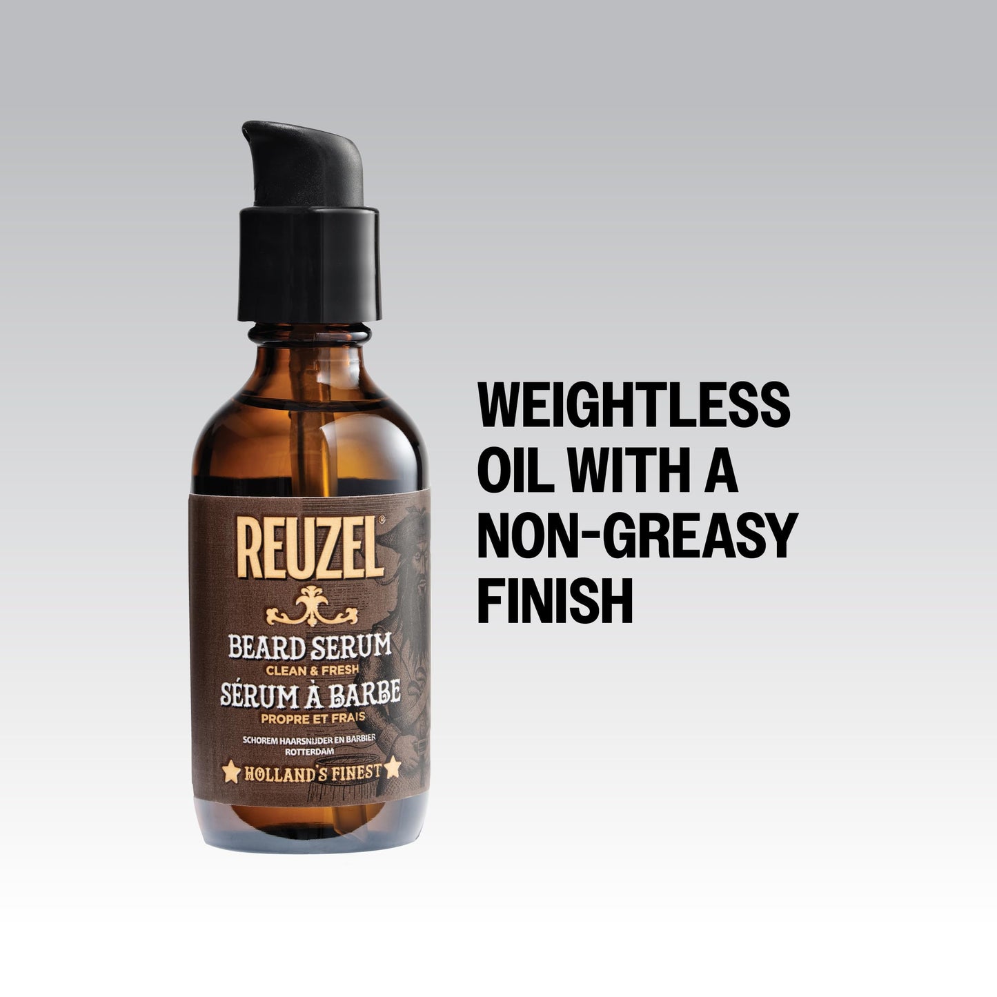 White Smoke REUZEL Clean & Fresh Beard Serum, Hydrating, Non-Comedogenic, Natural, Non-Greasy Finish, Light Citrus Mint Scent, For All Skin Types, 2 oz