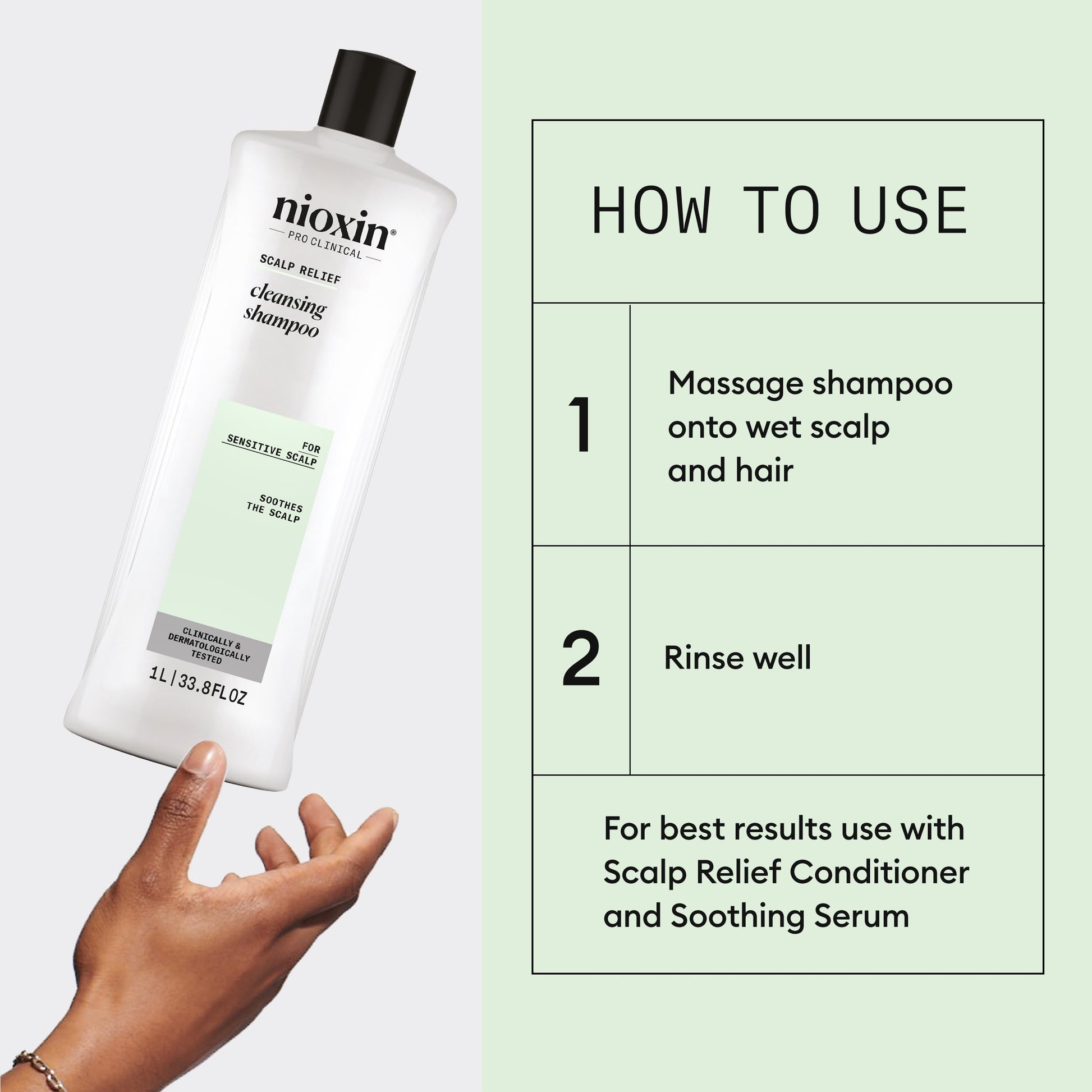 Light Gray Nioxin Scalp Relief Cleansing Shampoo | For Sensitive Scalp | Made with Aloe Vera and Vitamin E | 33.8 Fl oz.