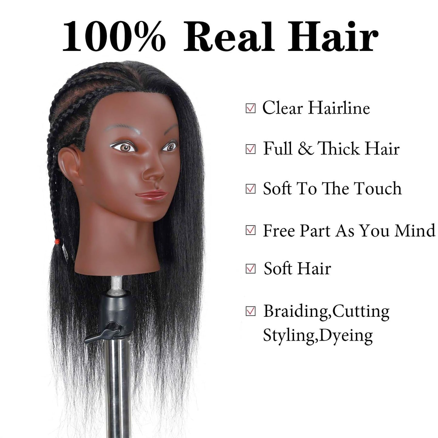 White Smoke Mannequin Head Human Hair with 100% Real Hair Cosmetology Mannequin Doll Head for Hairdresser Practice Braiding Hairstyling with Free Table Clamp Stand (16 Inch)