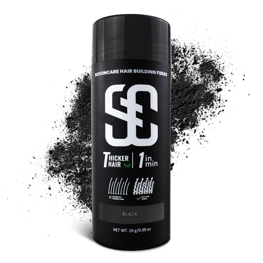 White Smoke SOVONCARE Hair Fibers for Thinning Hair, Black Hair Building Fibers for Bald Spots Undetectable & Natural, Conceals Hair Loss, Fill In Fine Hair Powder Hair Thicker Instantly for Women & Men 28g