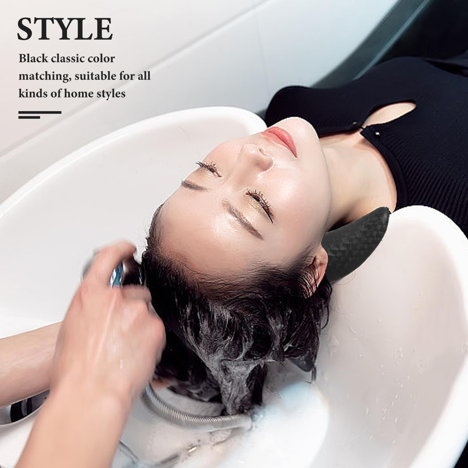 Lavender Beaupretty Shampoo Bowl Neck Cushion Crescent-Shaped Neck Rest for Salon Hair Washing Sink Soft Non-Slip Pillow Spa Support Pad Black