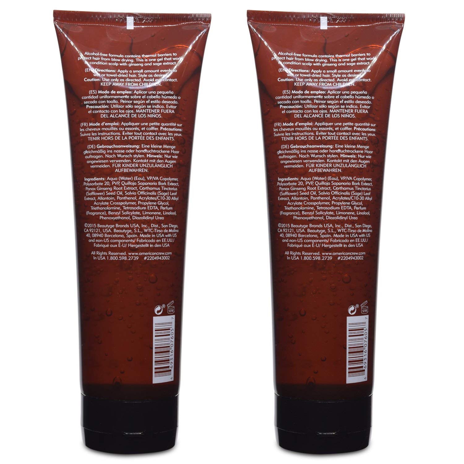 White Smoke AMERICAN CREW Classic Light Hold Styling Gel 250ml / 8.45fl.oz. (Pack of 2)