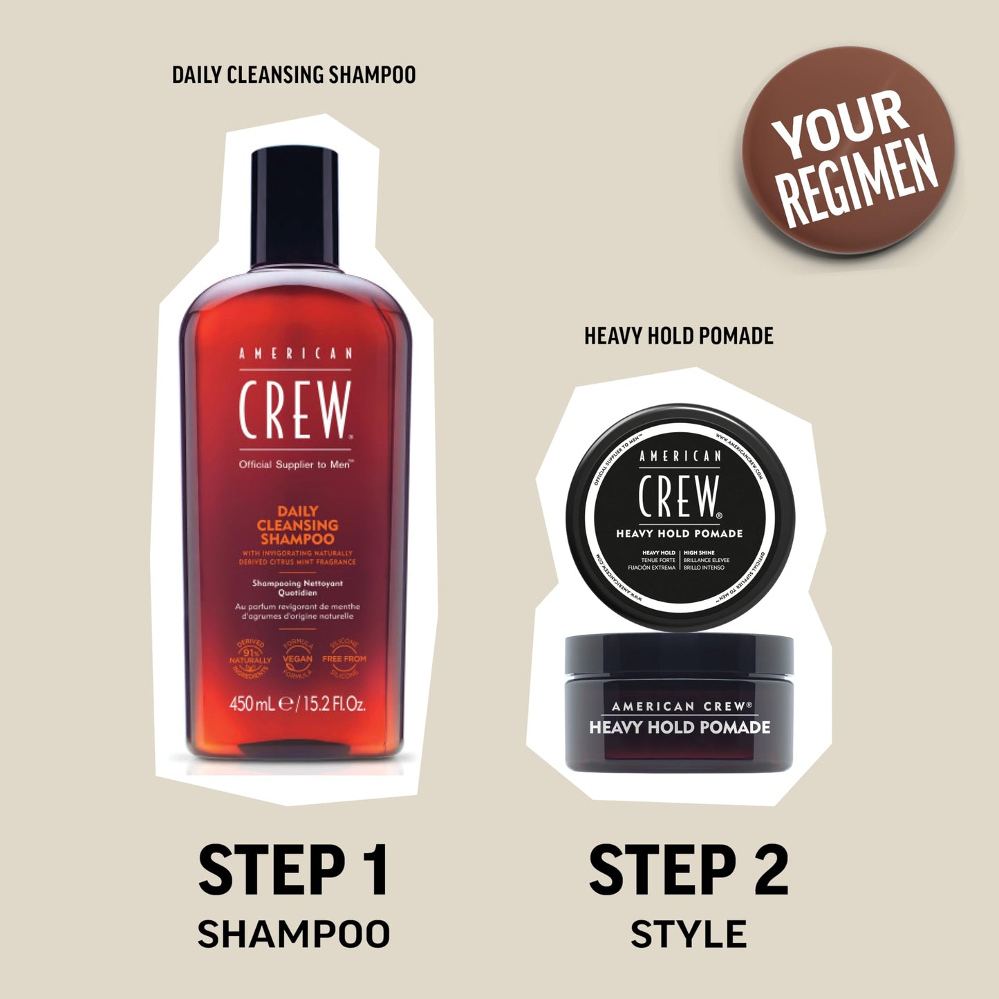 Light Gray American Crew Men's Hair Pomade, Like Styling Gel with Heavy Hold & High Shine, 3 oz
