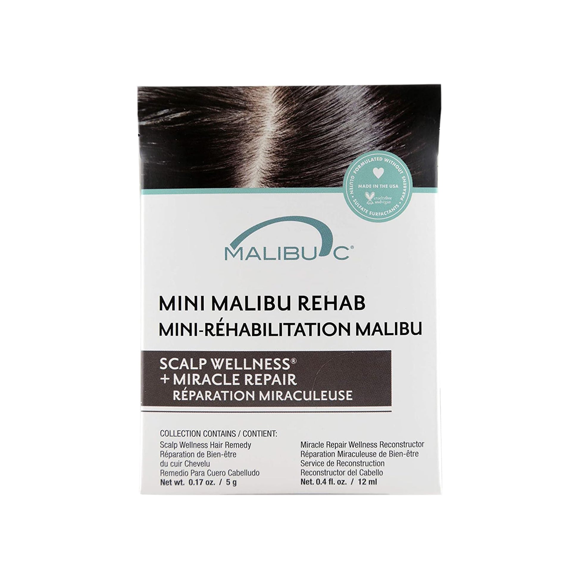 Lavender Malibu C Mini Malibu Rehab Scalp Wellness - Contains 2 Hair Remedy Packets - Miineral & Oil Infused Deep Conditioner and Scalp Rejuvenating Hair Care