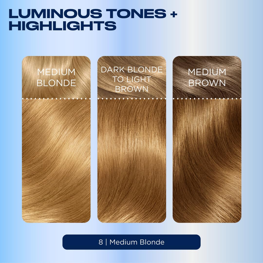 Lavender Clairol Nice'n Easy Permanent Hair Dye, 8 Medium Blonde Hair Color, Pack of 3 - Packaging May Vary