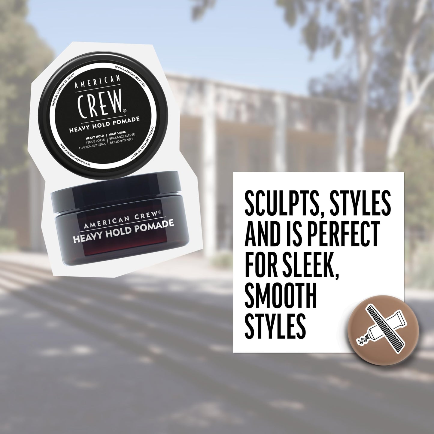 Light Slate Gray American Crew Men's Hair Pomade, Like Styling Gel with Heavy Hold & High Shine, 3 oz