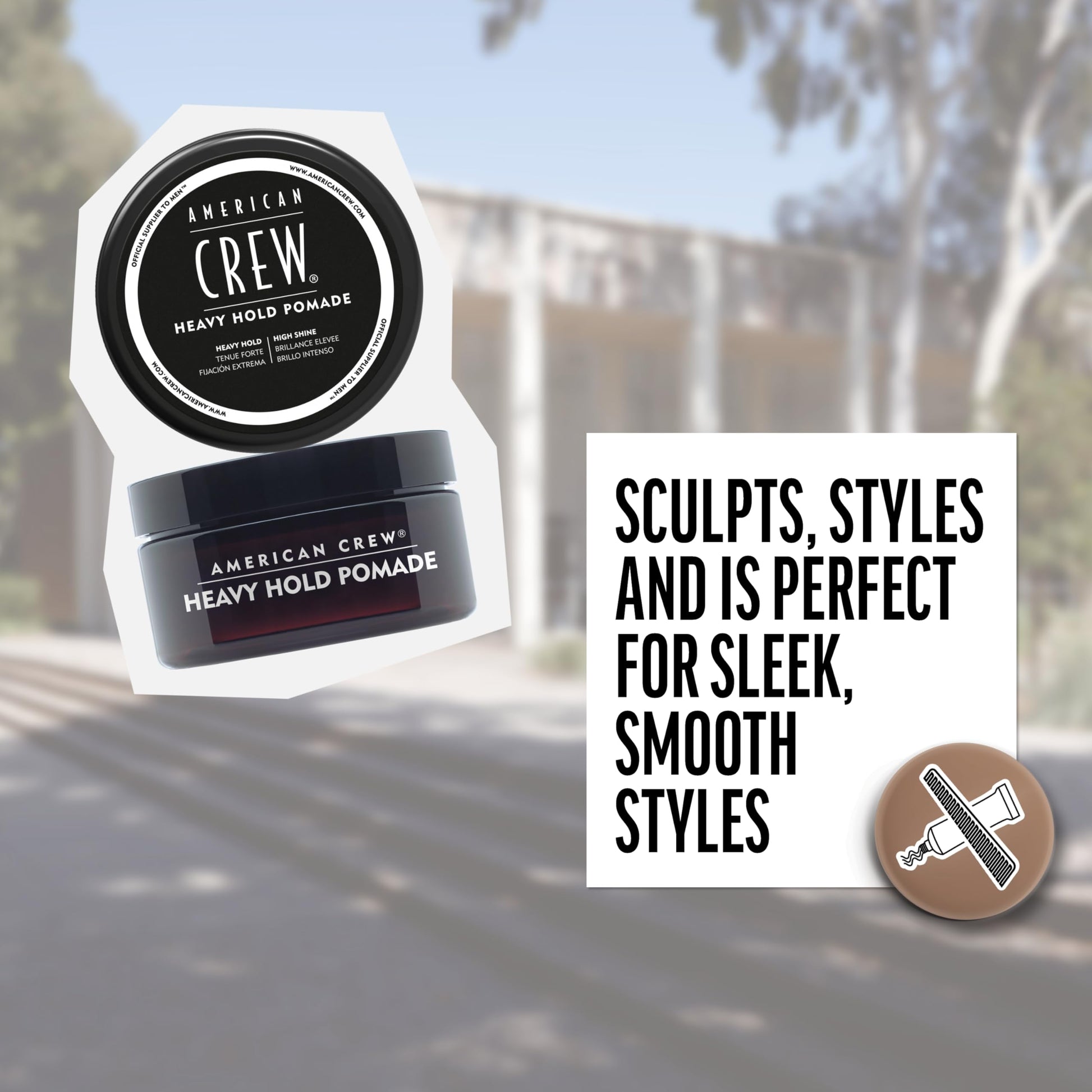 Light Slate Gray American Crew Men's Hair Pomade, Like Styling Gel with Heavy Hold & High Shine, 3 oz