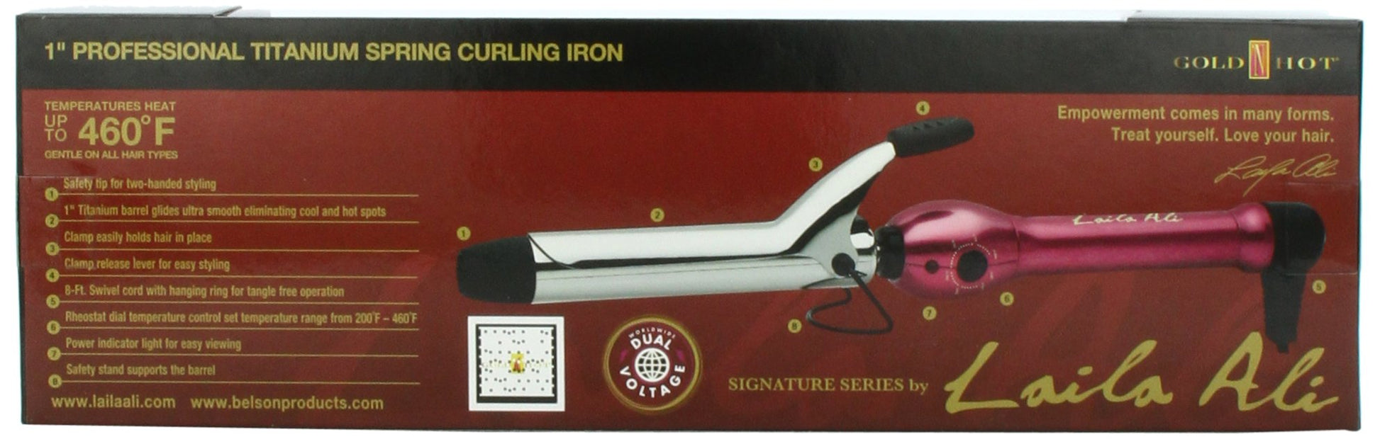 Saddle Brown Gold 'N Hot Signature Series Laila Ali Titanium Barrel Curling Iron, 1 Inch