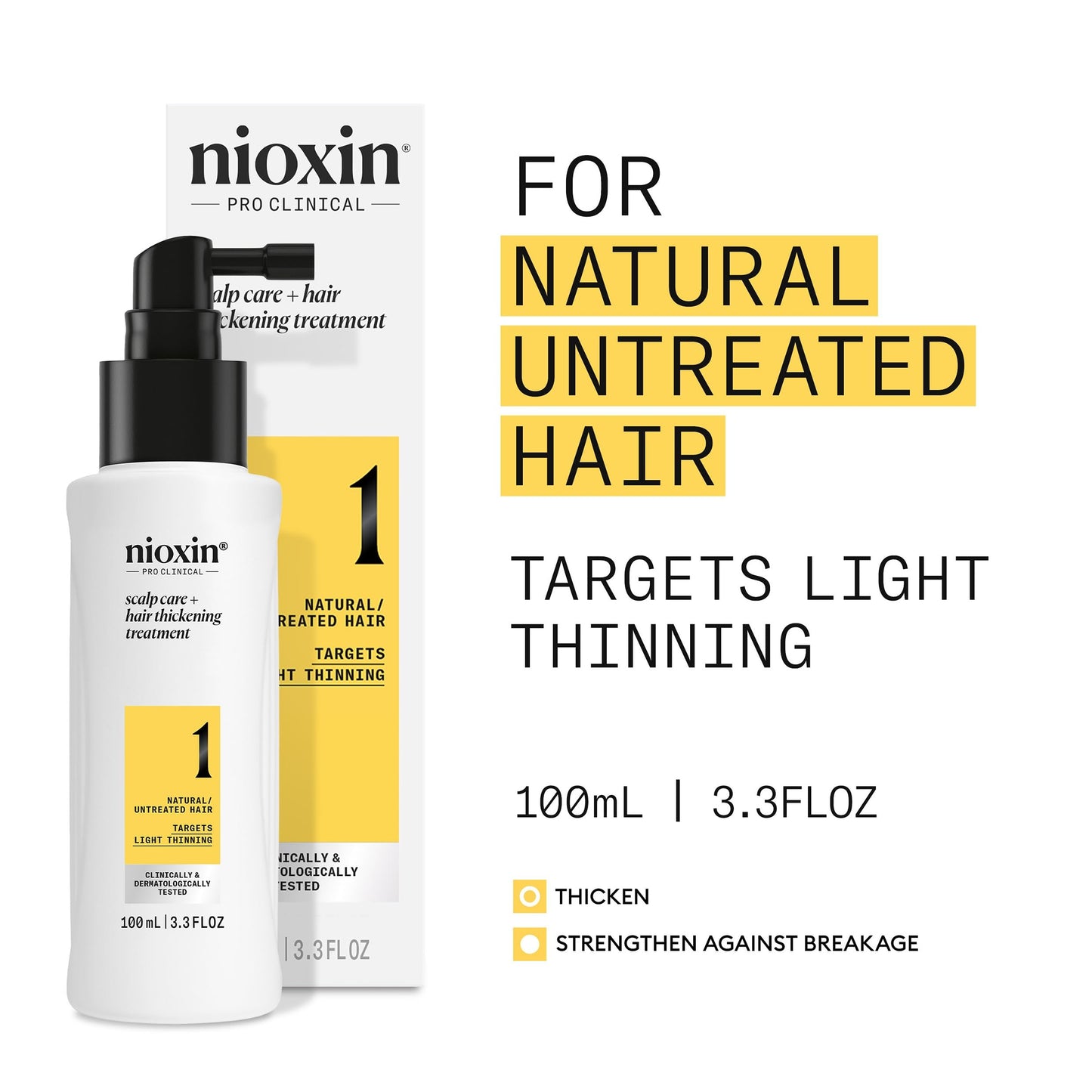 White Smoke NIOXIN Scalp + Hair Thickening System 1 Leave on Treatment | For Natural or Untreated Hair with Light Thinning | 3.4 Fl oz.