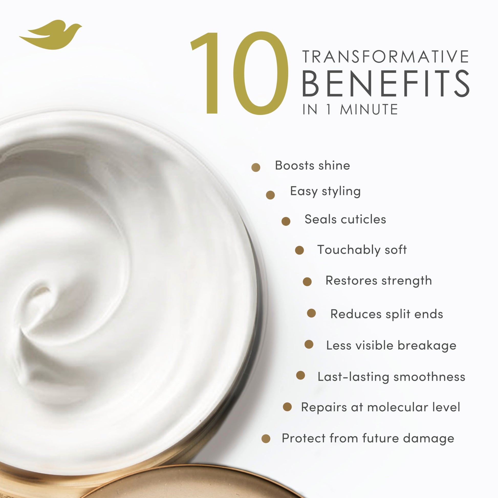 White Smoke Dove Hair Intensive Repair 10in1 Serum Mask for Damaged Hair with Bio-Protein Care Technology and Amino Serum 9.2 fl oz