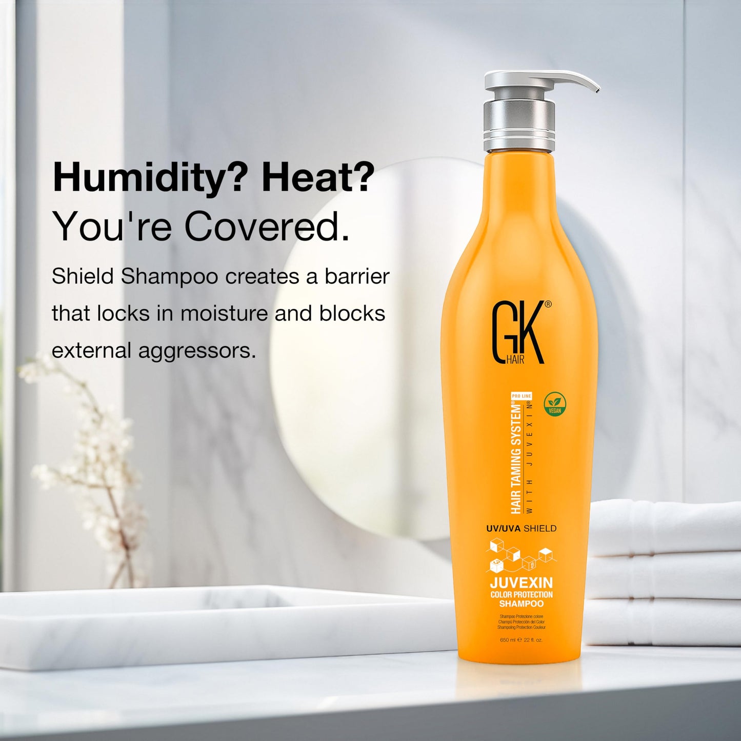 Lavender GK HAIR Shield Shampoo 22 Fl Oz – Color Safe, UV Protection, Aloe Vera & Argan Oil, Sulfate and Paraben Free, Repairs Damage, Boosts Shine, Hydrating, Vegan Hair Care