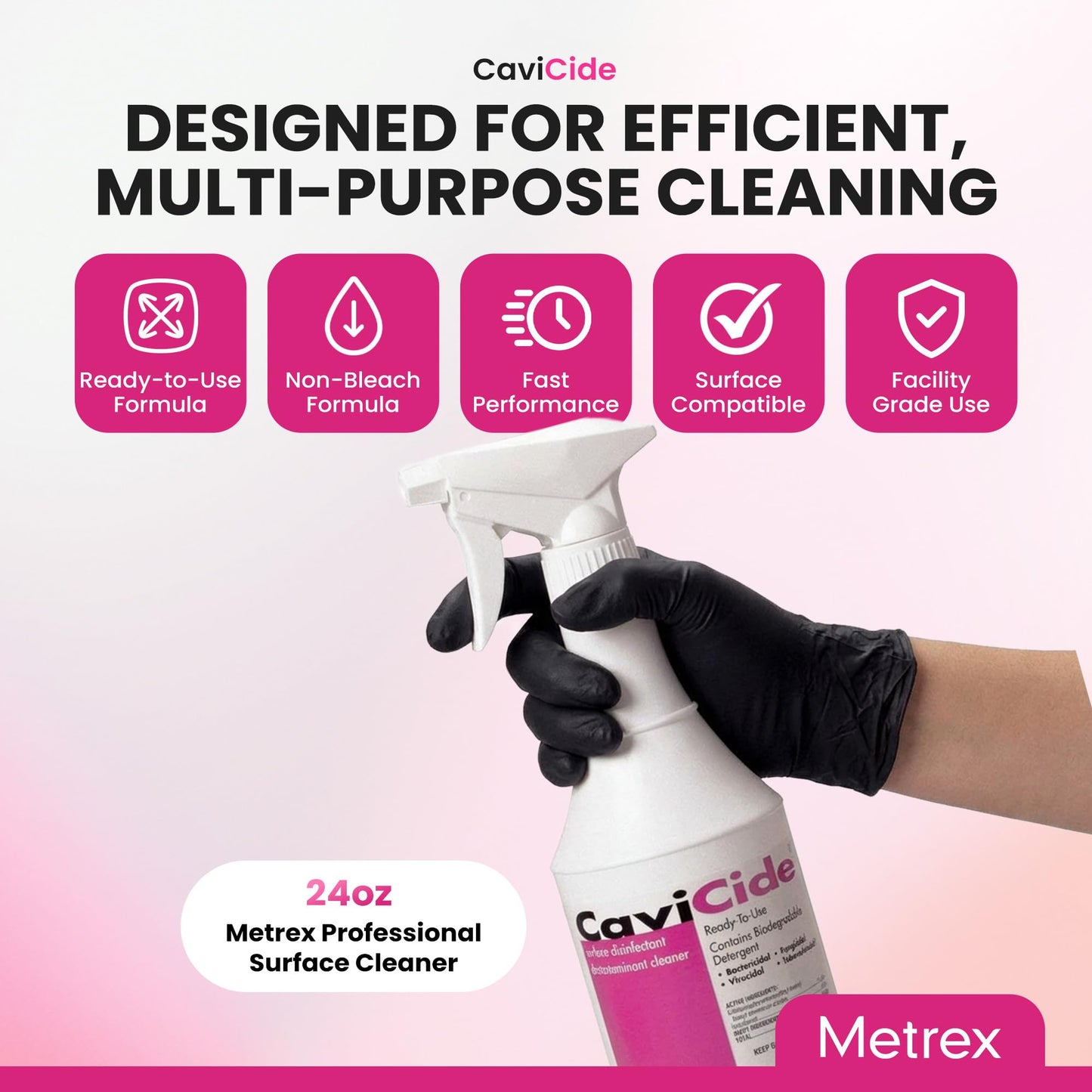 White Smoke Metrex CaviCide Surface Disinfectant Cleaner Spray, 24 Oz – Ready-to-Use Disinfecting Spray, All Purpose Cleaner & Decontaminant for Medical, Clinical, Lab & Patient Care Areas – Original Version