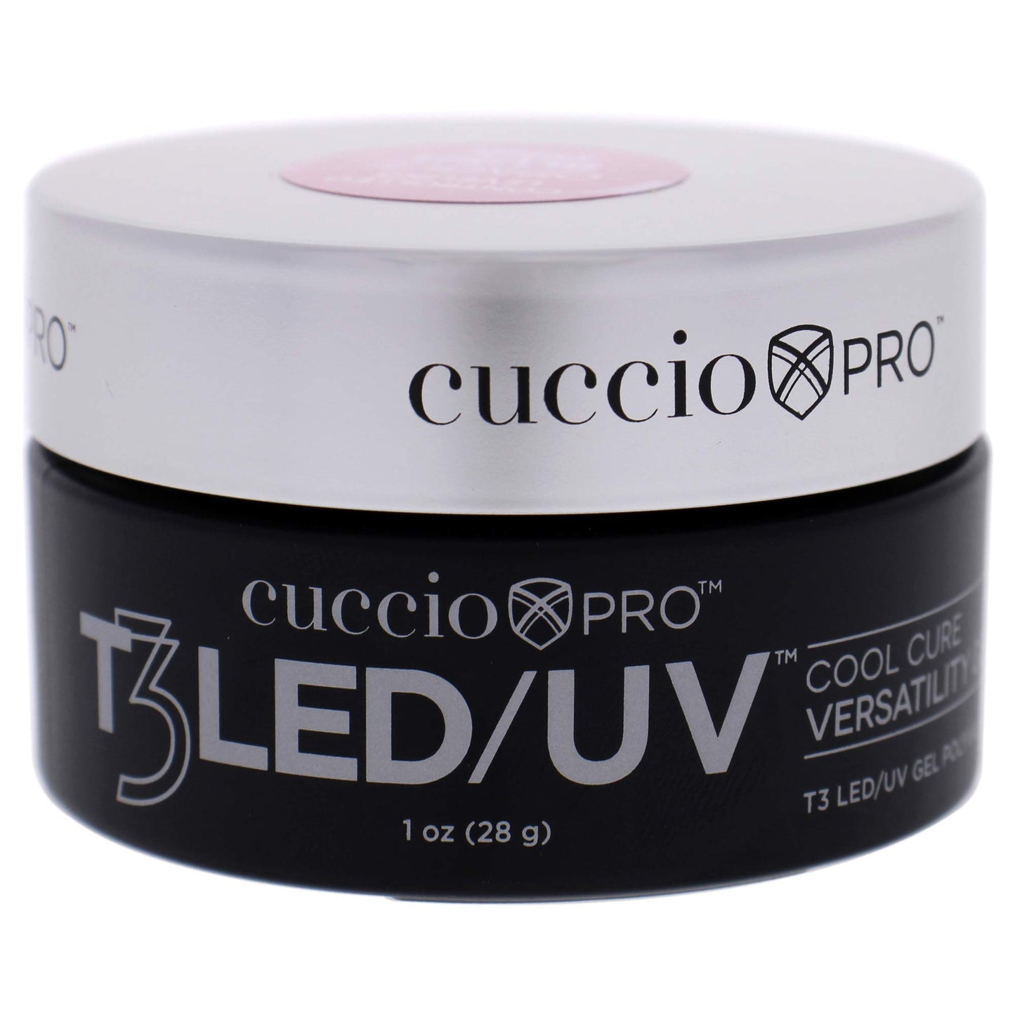 Gray Cuccio Pro T3 Cool Cure Versatility Gel- Controlled Levelling- LED And UV- Incredibly Flexible- Strong Adhesion- Thick Viscosity- Fast Application- Quick-Dry- Opaque Blush Pink- 1 Oz Nail Gel