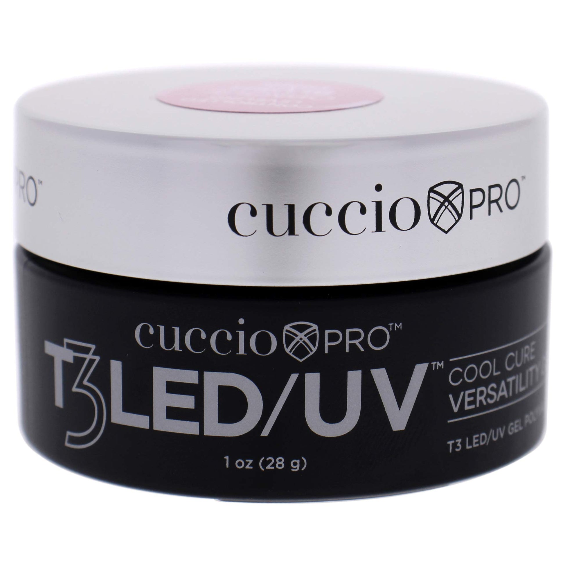 Gray Cuccio Pro T3 Cool Cure Versatility Gel- Controlled Levelling- LED And UV- Incredibly Flexible- Strong Adhesion- Thick Viscosity- Fast Application- Quick-Dry- Opaque Blush Pink- 1 Oz Nail Gel