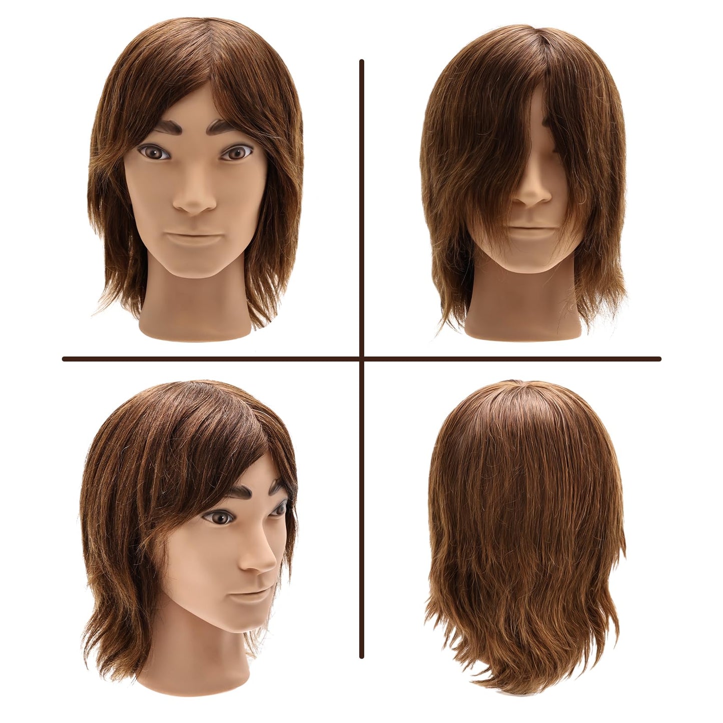 White Smoke Barber Mannequin Head Male, Mannequin Head Human Hair for Practicing Haircut, Cosmetology Mannequin Head with 100% Human Hair