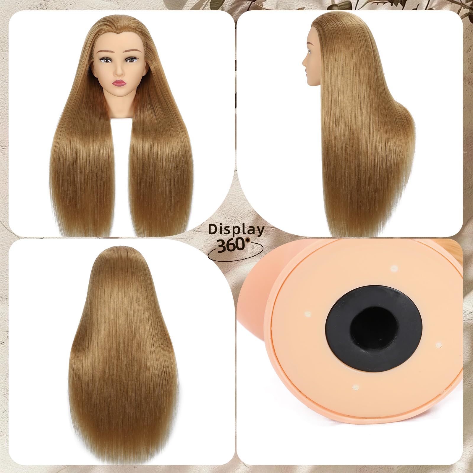 White Smoke Mannequin Head 80% Human Hair 28“ Cosmetology Manikin Doll Head Mannequin Head for Braiding Hairstylists Cosmetology Students Practice Styling with Free Clamp (blonde)