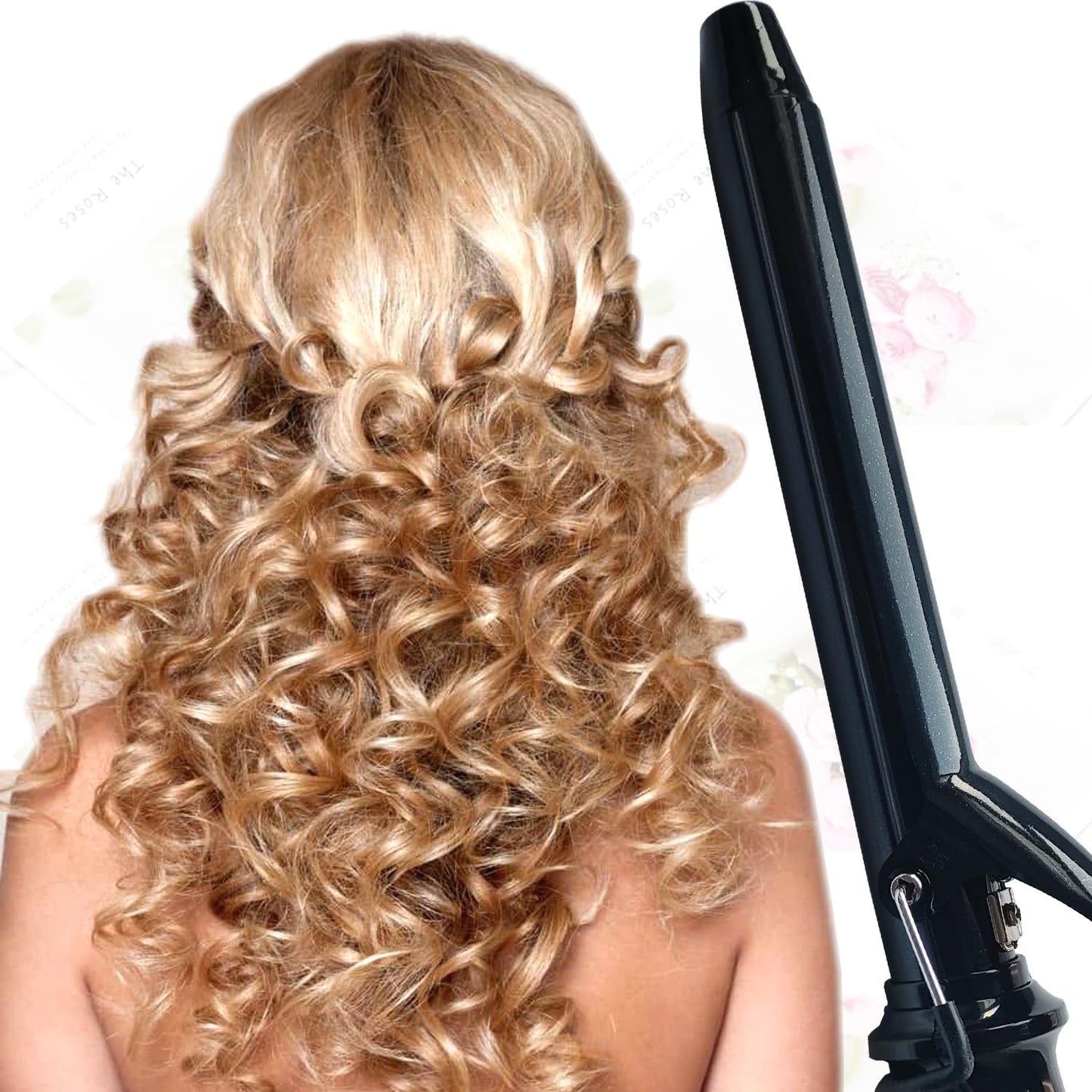 White Smoke abp 1.25 Inch Curling Iron Extra Long Barrel with Ceramic Coating for Long/Medium Hair,1 1/4 INCH LCD Display Instant Heat up to 450°F with clamp,Hair Style Tool Girls & Women