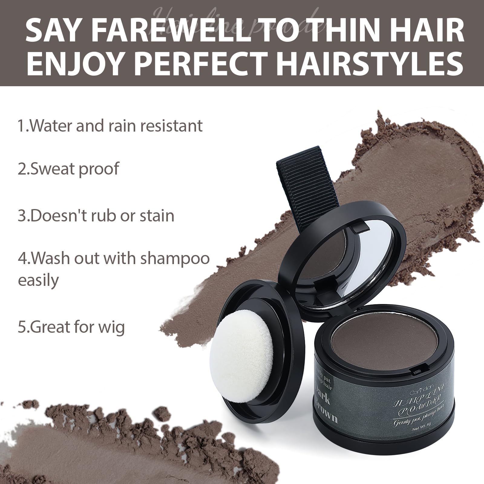White Smoke 2 Pack Hairline Powder for Women and Men, Used to Root Touch Up Hair Color, Thinning and Gray Hair Coverage and Bald Spots Coverage, Dark Brown