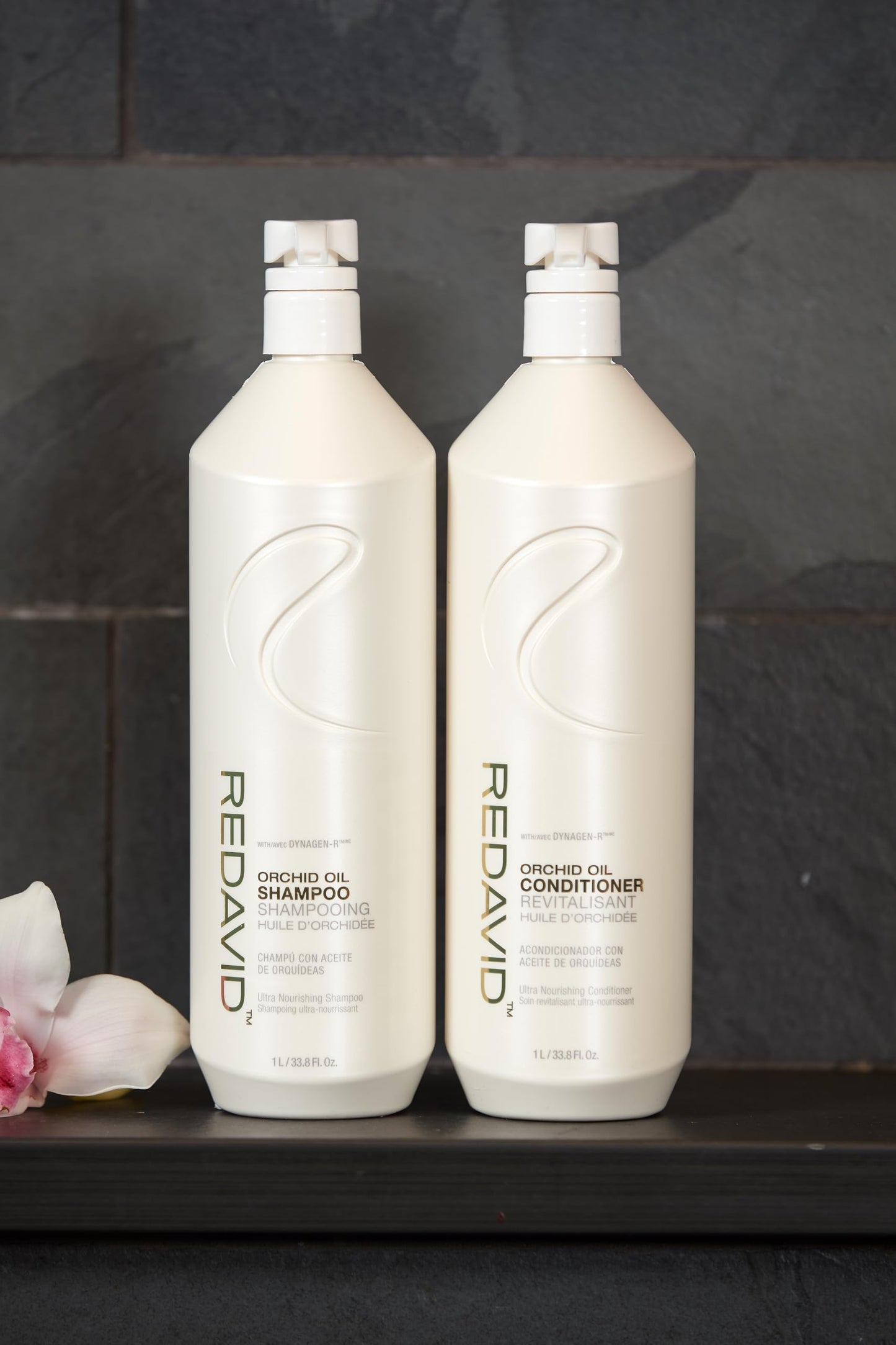 Dark Slate Gray Redavid Orchid Oil Ultra Nourishing Shampoo with Shea Butter, Coconut Oil, Phyto Microproteins for Curly or Heavily Damaged Hair - Clinically Strengthens, Adds Protein & Hydrates Hair (1L)
