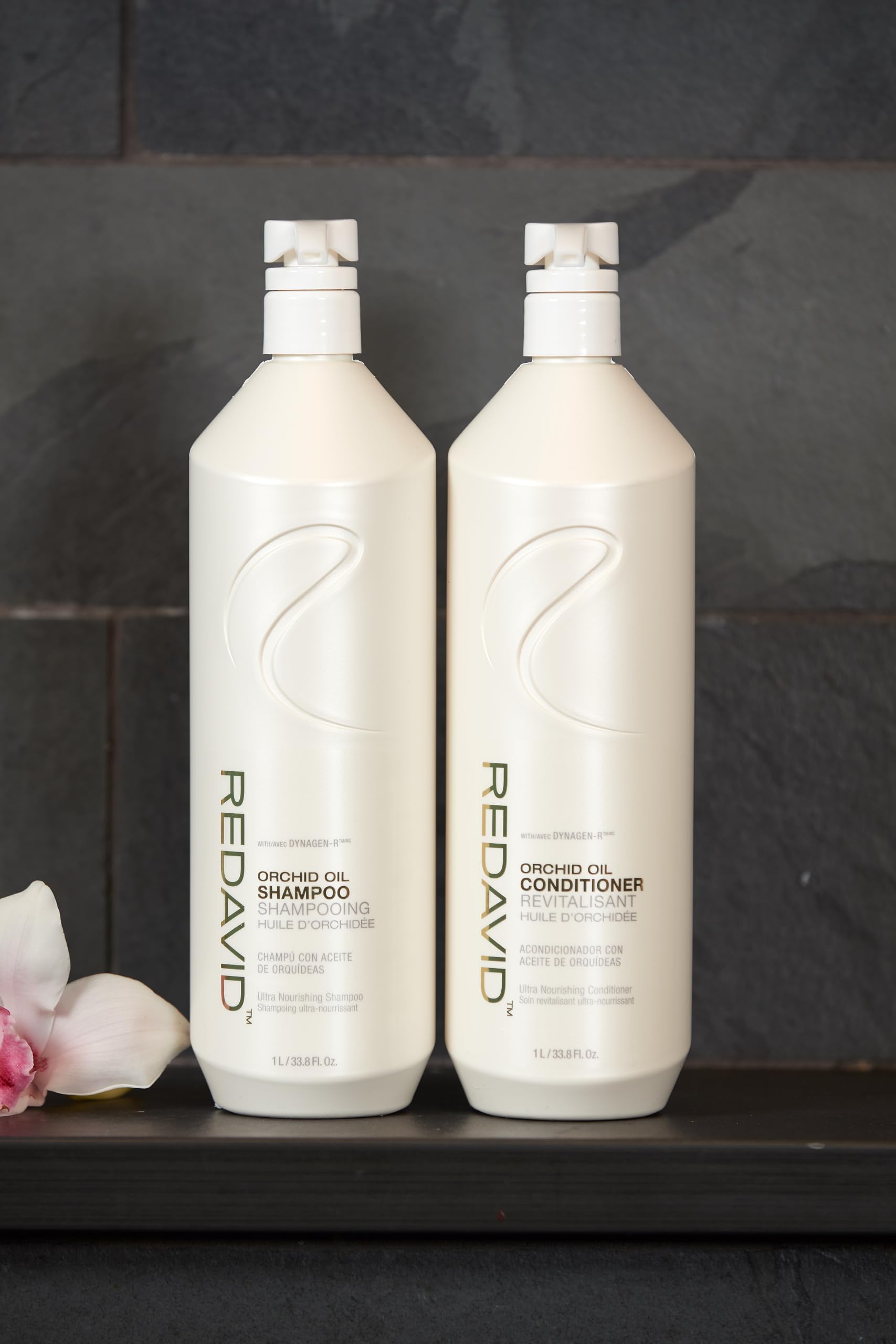 Dark Slate Gray Redavid Orchid Oil Ultra Nourishing Shampoo with Shea Butter, Coconut Oil, Phyto Microproteins for Curly or Heavily Damaged Hair - Clinically Strengthens, Adds Protein & Hydrates Hair (1L)