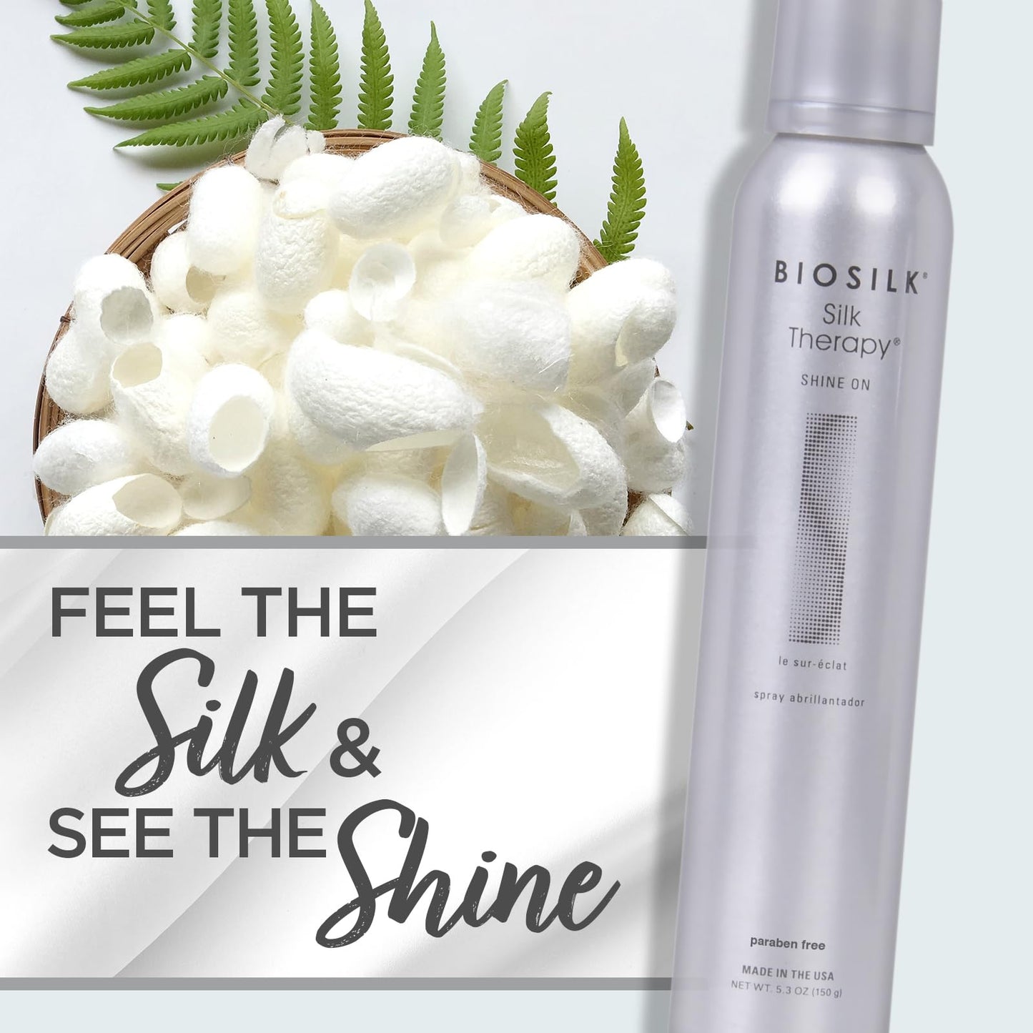 White Smoke BioSilk Silk Therapy Shine On, Hairspray For Controlling Frizz & Providing Brilliant Shine, Sulfate, Paraben, & Cruelty-Free, 5.3 Oz