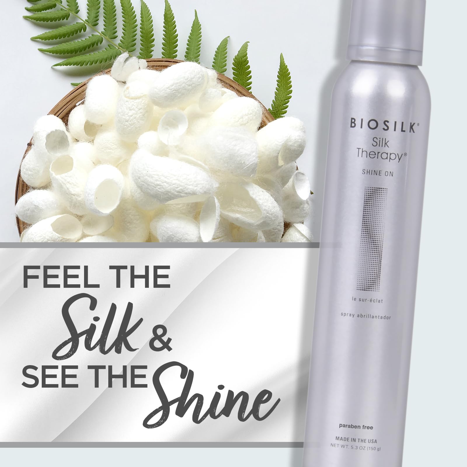 White Smoke BioSilk Silk Therapy Shine On, Hairspray For Controlling Frizz & Providing Brilliant Shine, Sulfate, Paraben, & Cruelty-Free, 5.3 Oz