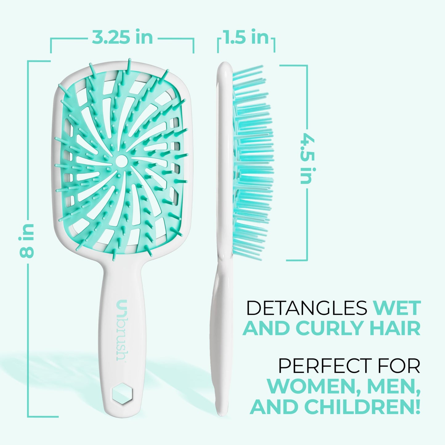 Alice Blue FHI Heat UNbrush Plus — Curly Hair Brush for Gentle & Effective Detangling on Wet or Dry Fragile Hair Types — Detangler Brush w/ 84 UltraFlex Bristles, Ultra-light, Vented, Anti Static Hairbrush