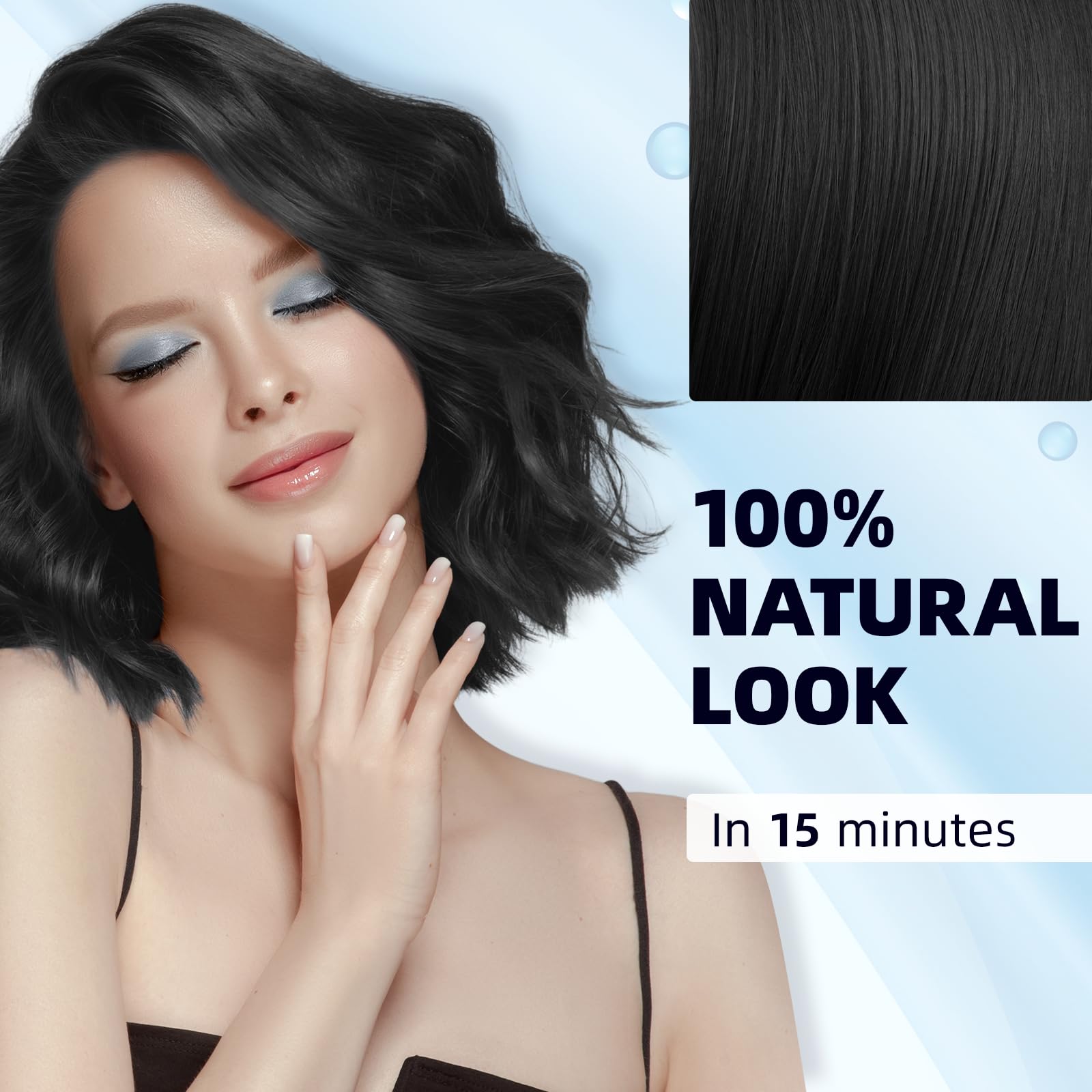 Dark Slate Gray Ivnil Black Hair Dye Shampoo 3 in 1 Semi Permanent Hair Color Shampoo for Women & Men for Gray Hair Coverage, Natural Herbal Ingredients shampoo para pintar el cabello