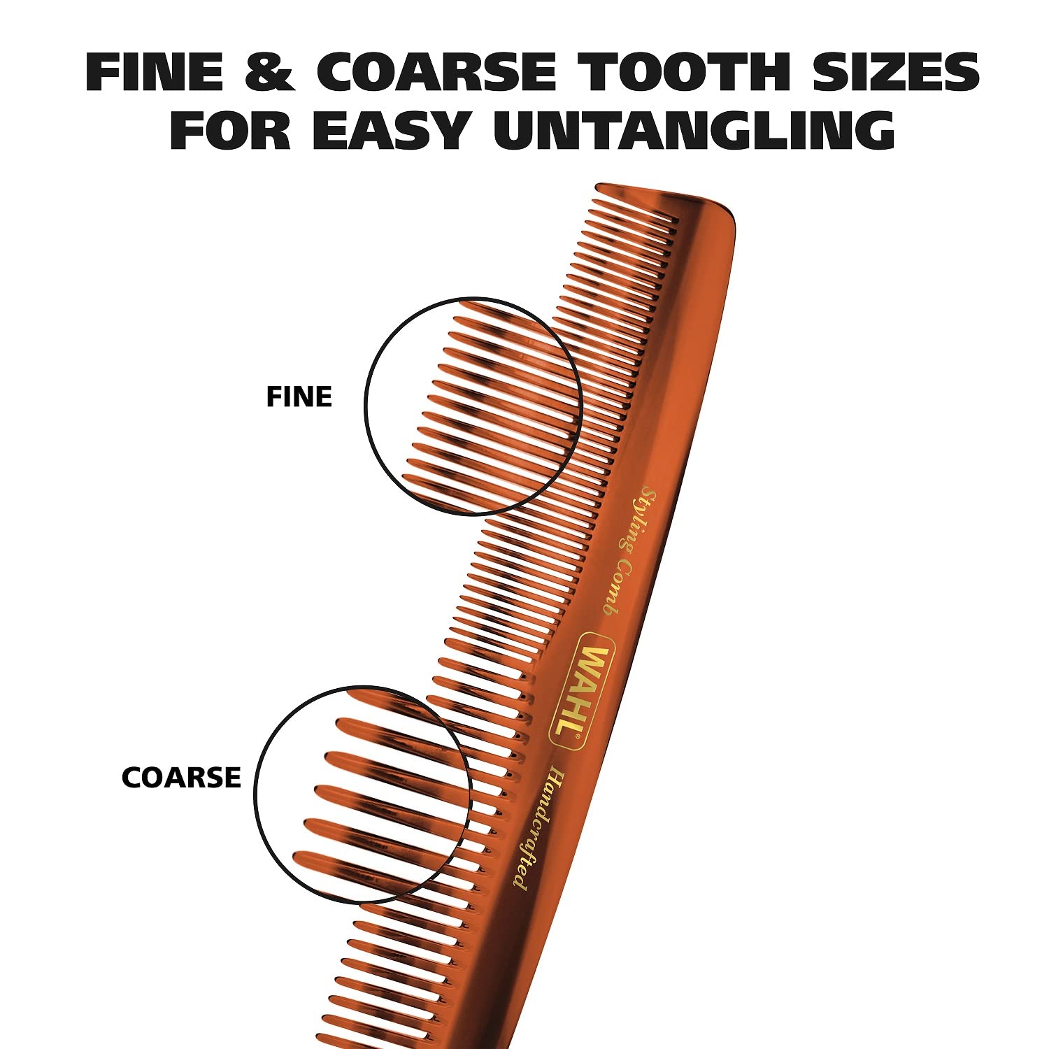White Smoke Wahl Beard, Mustache, & Hair Styling Comb for Men's Grooming - Handcrafted & Hand Cut with Cellulose Acetate - Smooth, Rounded Tapered Teeth - Model 3328