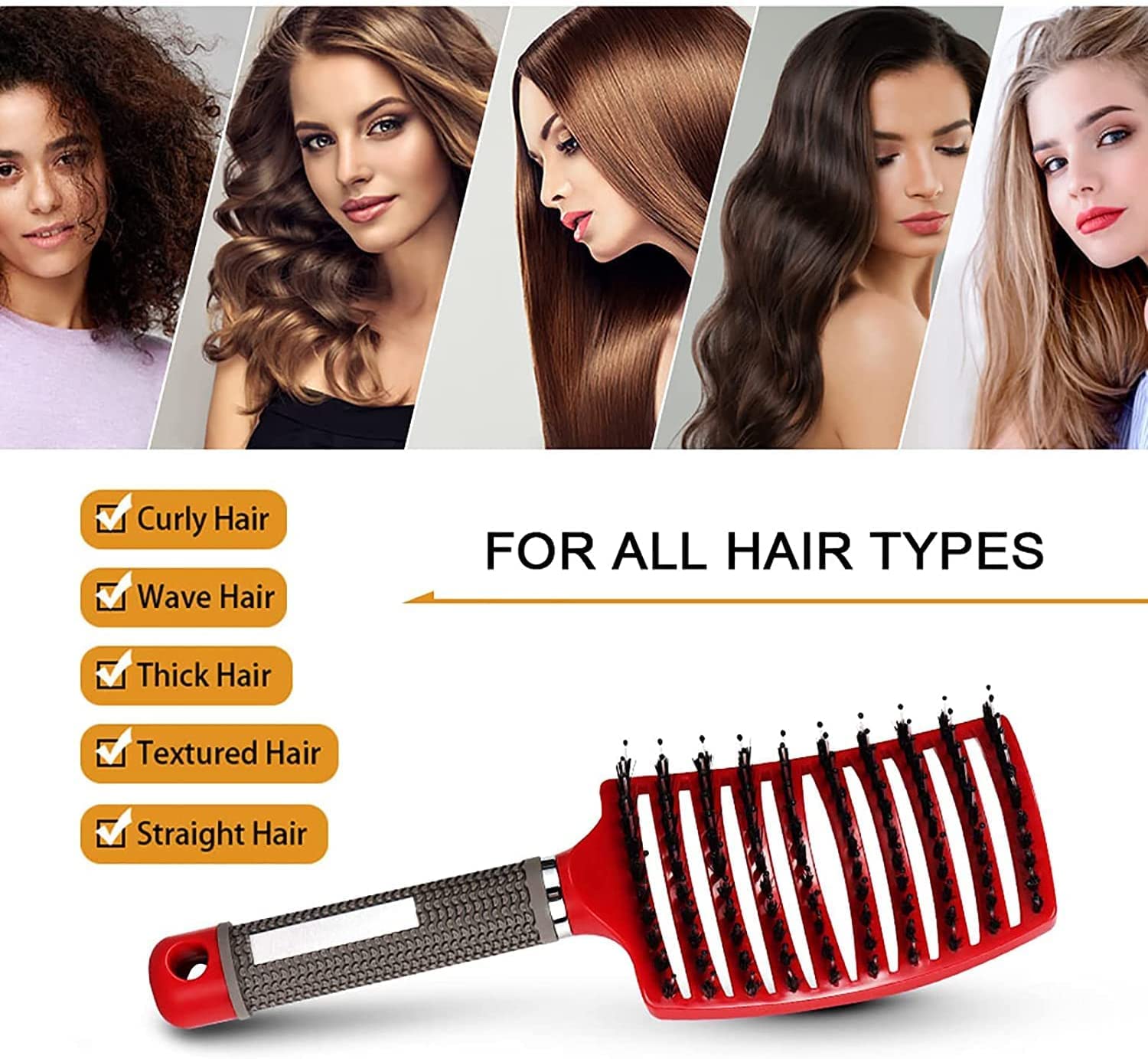 White Smoke Magical Ultra Detangling Brush for Wet or Dry Hair, Detangler Brush, Fast Drying Styling Massage Hairbrush for Men, Women and Kids (Pink+Purple)