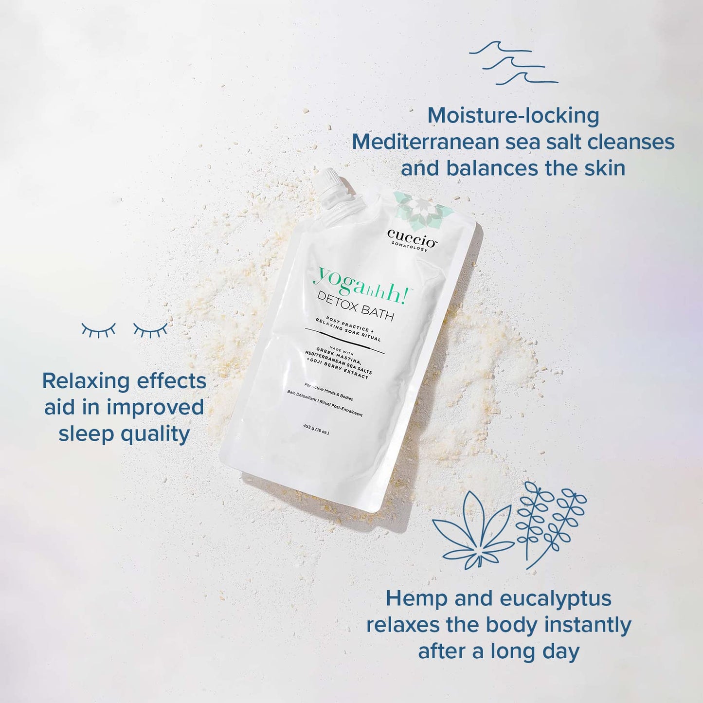Lavender Cuccio Somatology Yogahhh! Detox Bath - Post Workout Relaxing Body Soak - Regenerate Tired & Sore Muscles - Anti-aging Vegan Formula - Epsom Salts, Goji Berries, Eucalyptus, Greek Mastiha - 16 oz