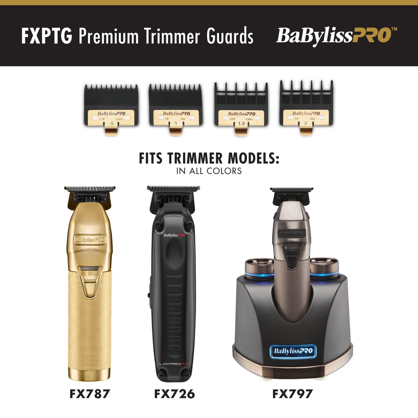 White Smoke BaBylissPRO Premium Trimmer Guards for FX797,FX787, FX726