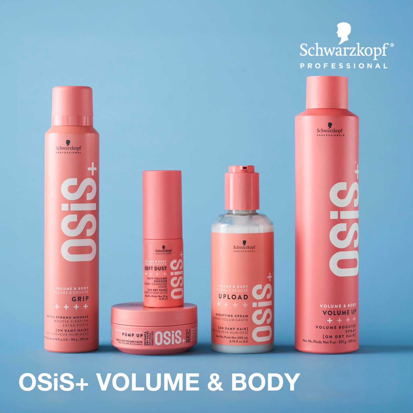 Sky Blue OSiS+ Grip Extreme Hold Mousse – Extra Strong Control and Volume with Lasting Definition and Natural Shine – Volumizing, Vegan Formula with Heat Protection, 6.76 oz