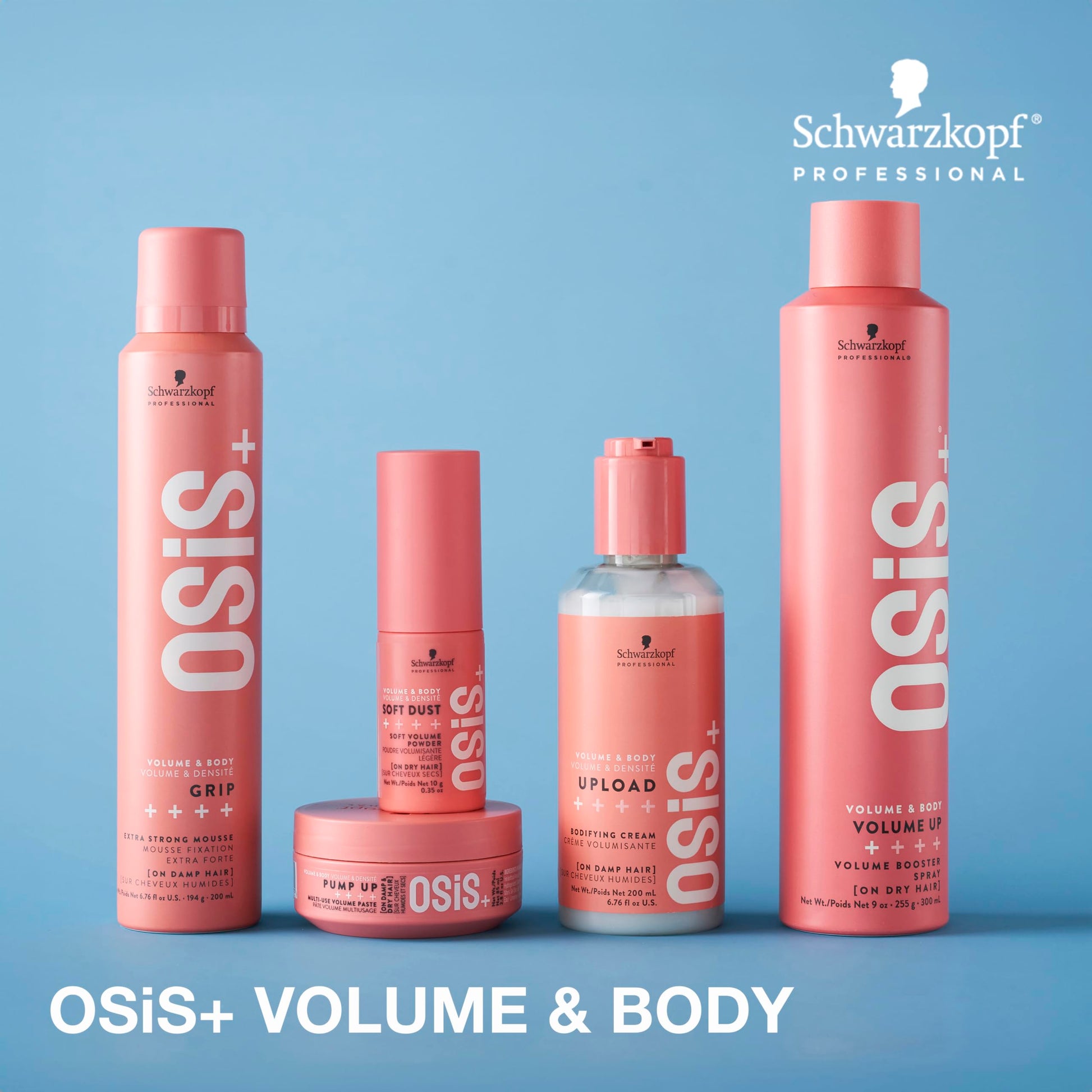 Sky Blue OSiS+ Grip Extreme Hold Mousse – Extra Strong Control and Volume with Lasting Definition and Natural Shine – Volumizing, Vegan Formula with Heat Protection, 6.76 oz