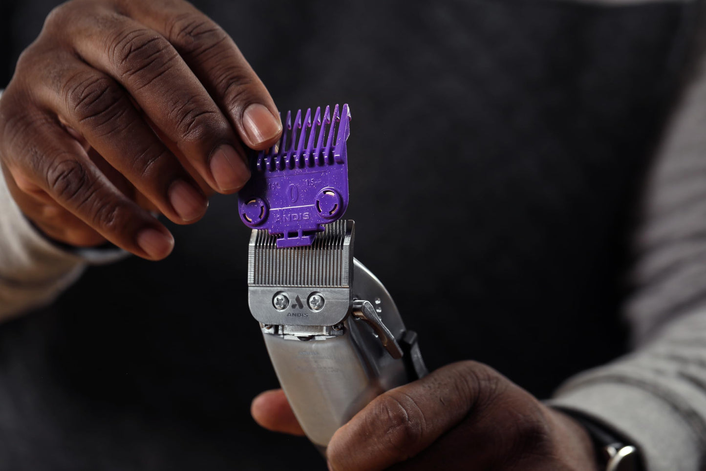 Black Andis 560997 OG Master Dual Magnet Attachment Clipper Guard Set, 5-Pack, Purple