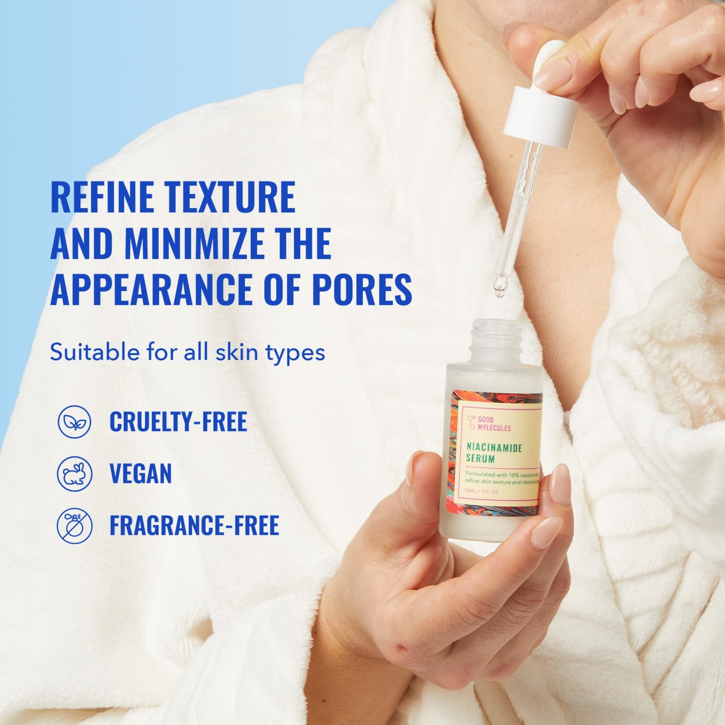 Seashell Good Molecules Niacinamide Serum - 10% Niacinamide to Target Blemishes, Nourishment, and Skin Tone - Ultra Hydrating Serum and Brightening Skin Care for Face
