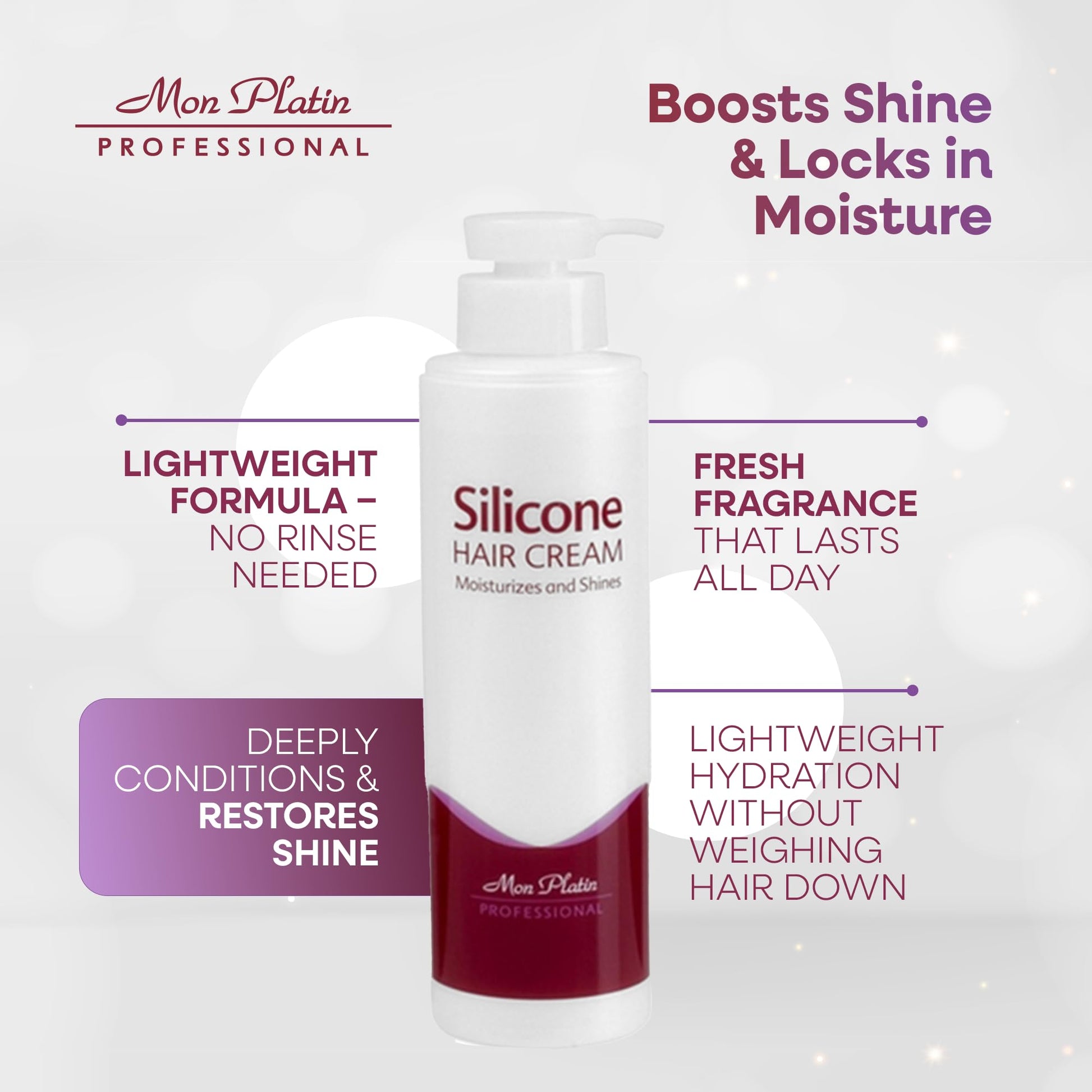 Lavender Mon Platin Silicone Hair Cream – Leave-In Detangler & Moisturizer for Curly, Wavy or Dry Hair – 500ml