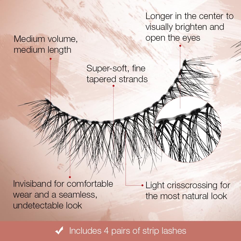 Misty Rose Ardell Naked Strip Lashes 421 – Natural-Looking, Long-Lasting False Eyelashes with Invisiband for Seamless Blend, 4 Pairs, 1-Pack