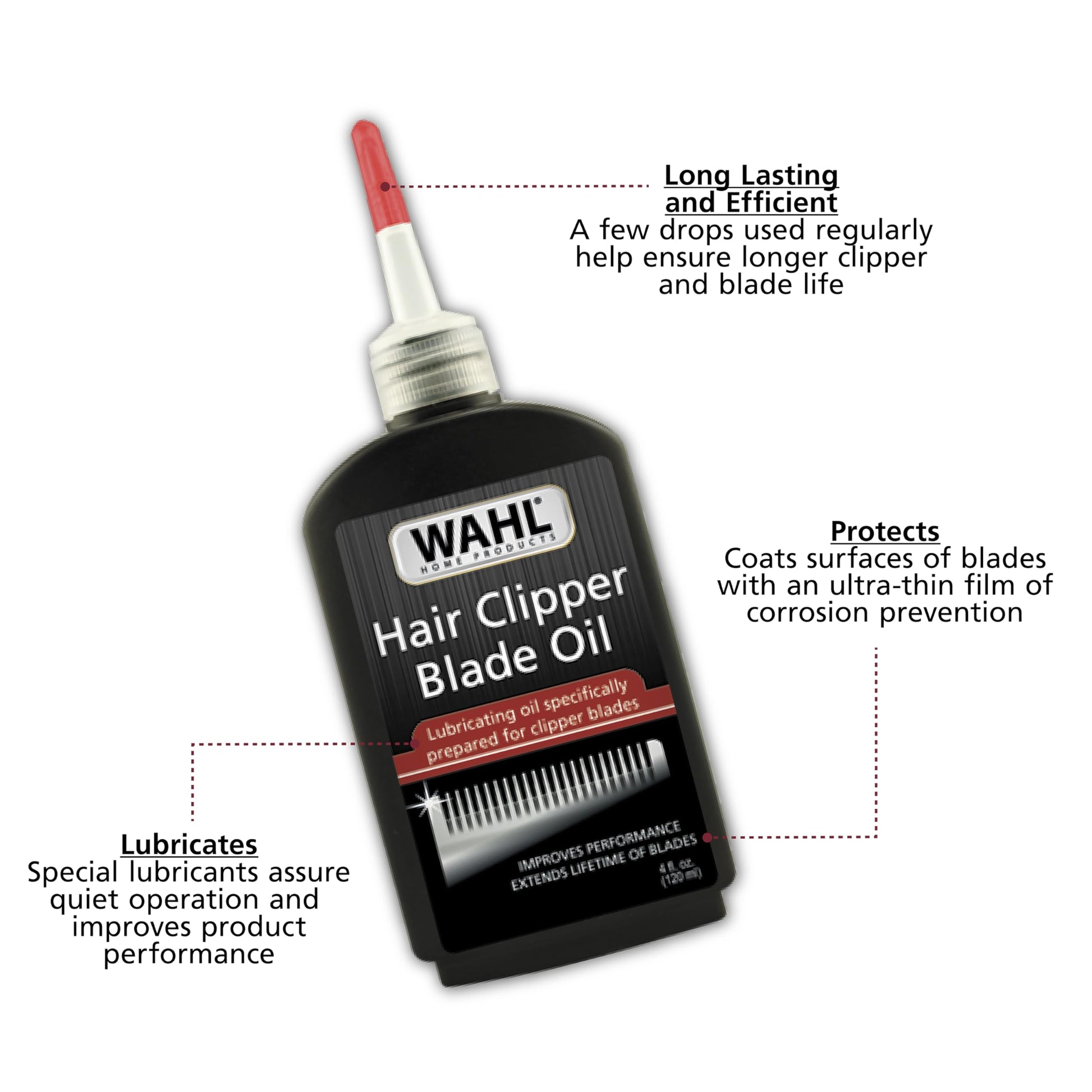 White Smoke Wahl Premium Hair Clipper Blade Lubricating Oil for Clippers, Trimmers, & Blade Corrosion for Rust Prevention – 4 Fluid Ounces – Model 3310-300A