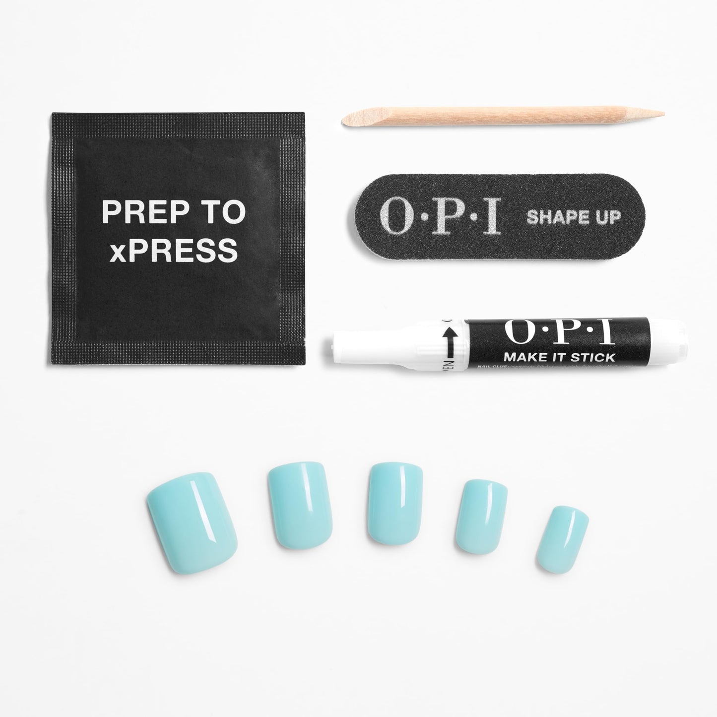 White Smoke OPI On Point Suzi Without a Paddle | Short Squoval Soft Cool Blue Press On Nails | 30 Count with Nail Glue | Long Lasting, Reusable, Non-damaging
