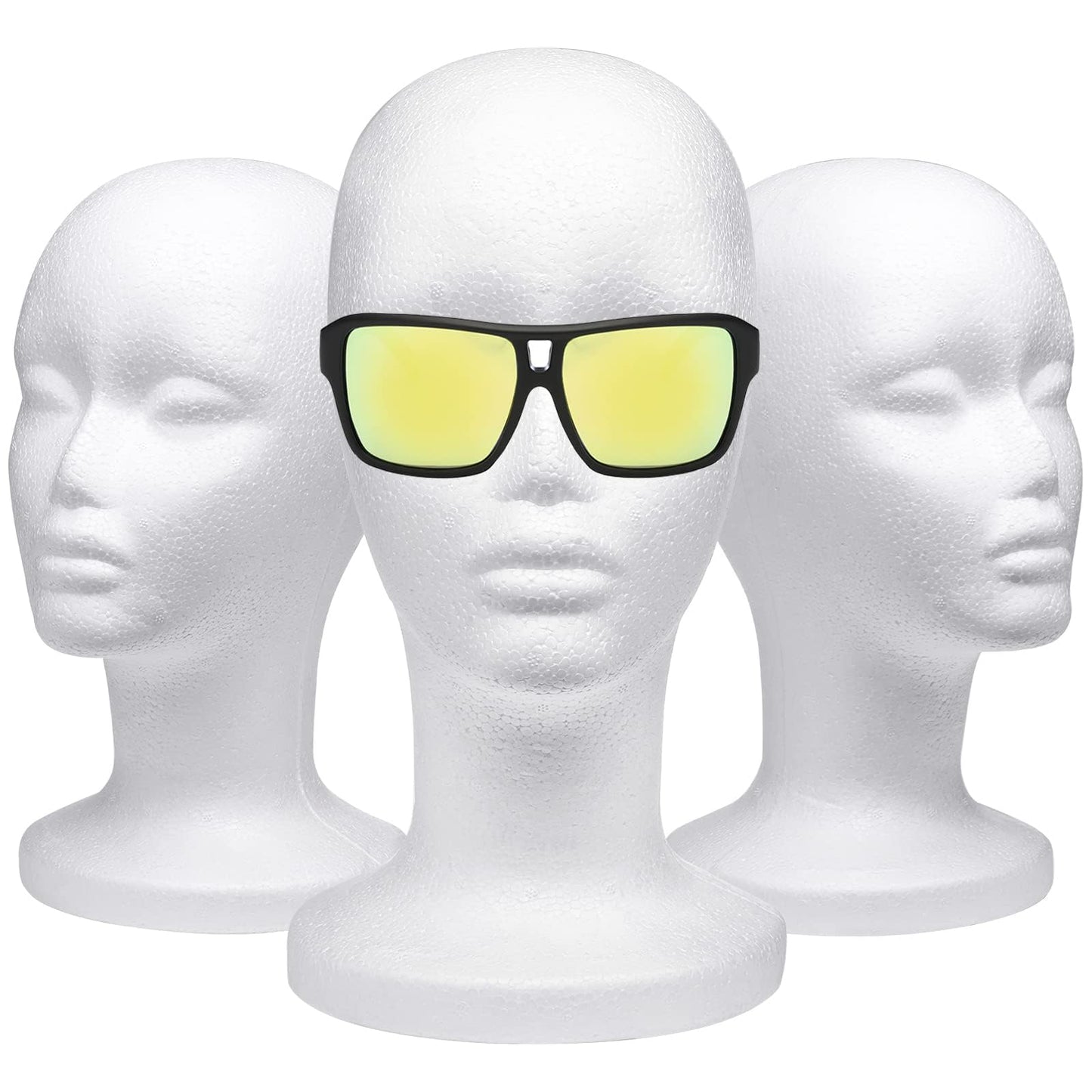 White Smoke Foraineam 3 Pack 12 Inch Foam Head Female Foam Wig Head Mannequin Manikin Cosmetics Model Display Holder Hats Glasses Hairpieces Stand