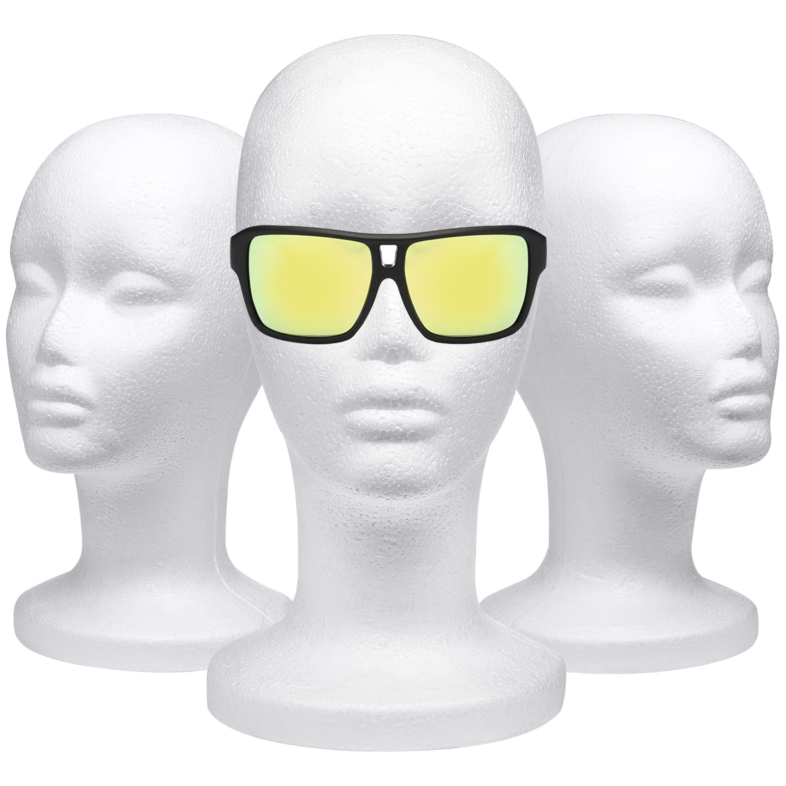 White Smoke Foraineam 3 Pack 12 Inch Foam Head Female Foam Wig Head Mannequin Manikin Cosmetics Model Display Holder Hats Glasses Hairpieces Stand