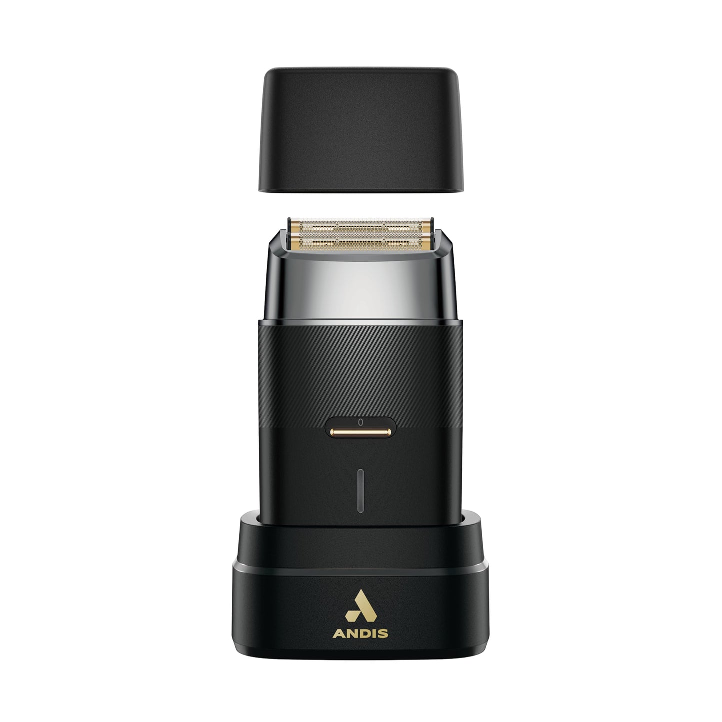 Dark Slate Gray Andis 563616 Pro Foil Plus II Cordless Shaver, Gold Titanium Foils, Lithium Ion Battery, Includes USB-C Charging Stand, Black